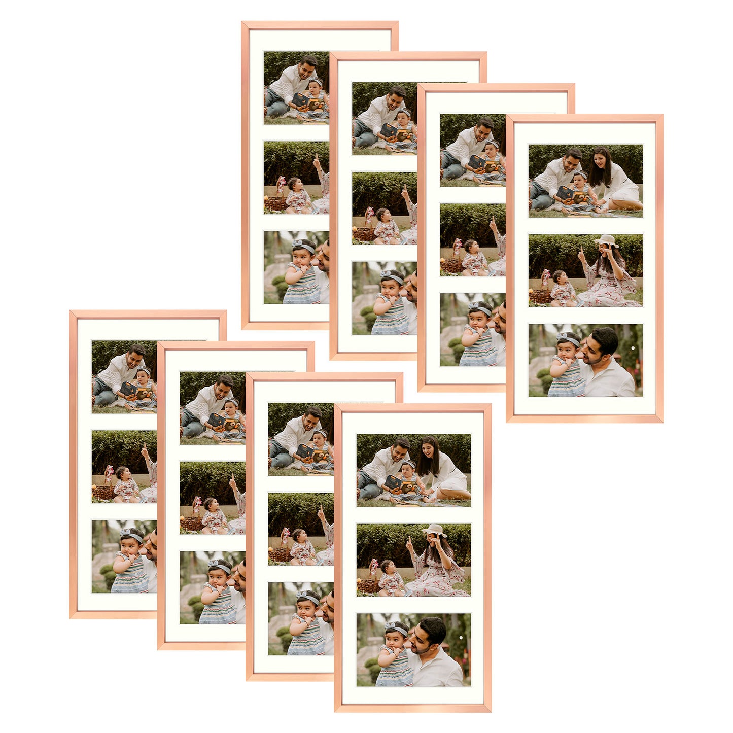7x14 Aluminum Collage Photo Frame for Three 4x6 Photos