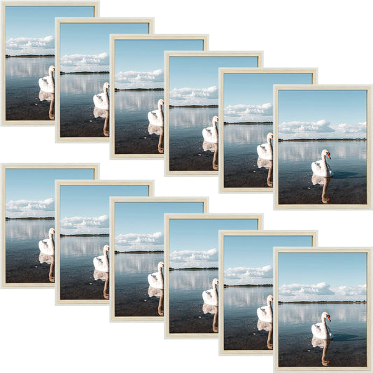 BOGO 11x14 White/Natural Picture Frame with Real Glass (12 Pack)