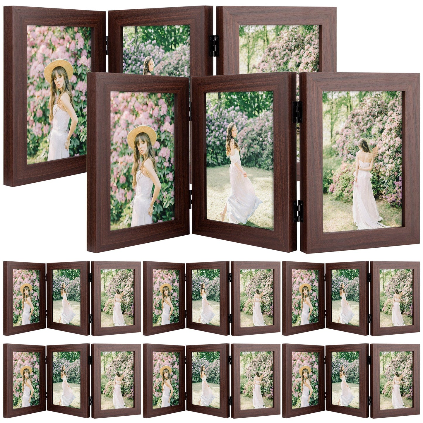 Frametory,Three Picture Frame 5x7 Triple Frame (8 Pack)