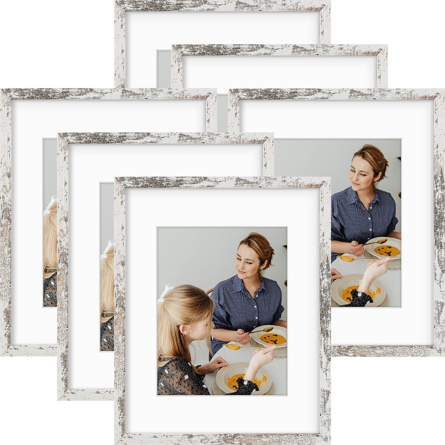 Frametory,16x20 Picture Frame for 11x14 Photo with White Mat and Real Glass (6 Pack)