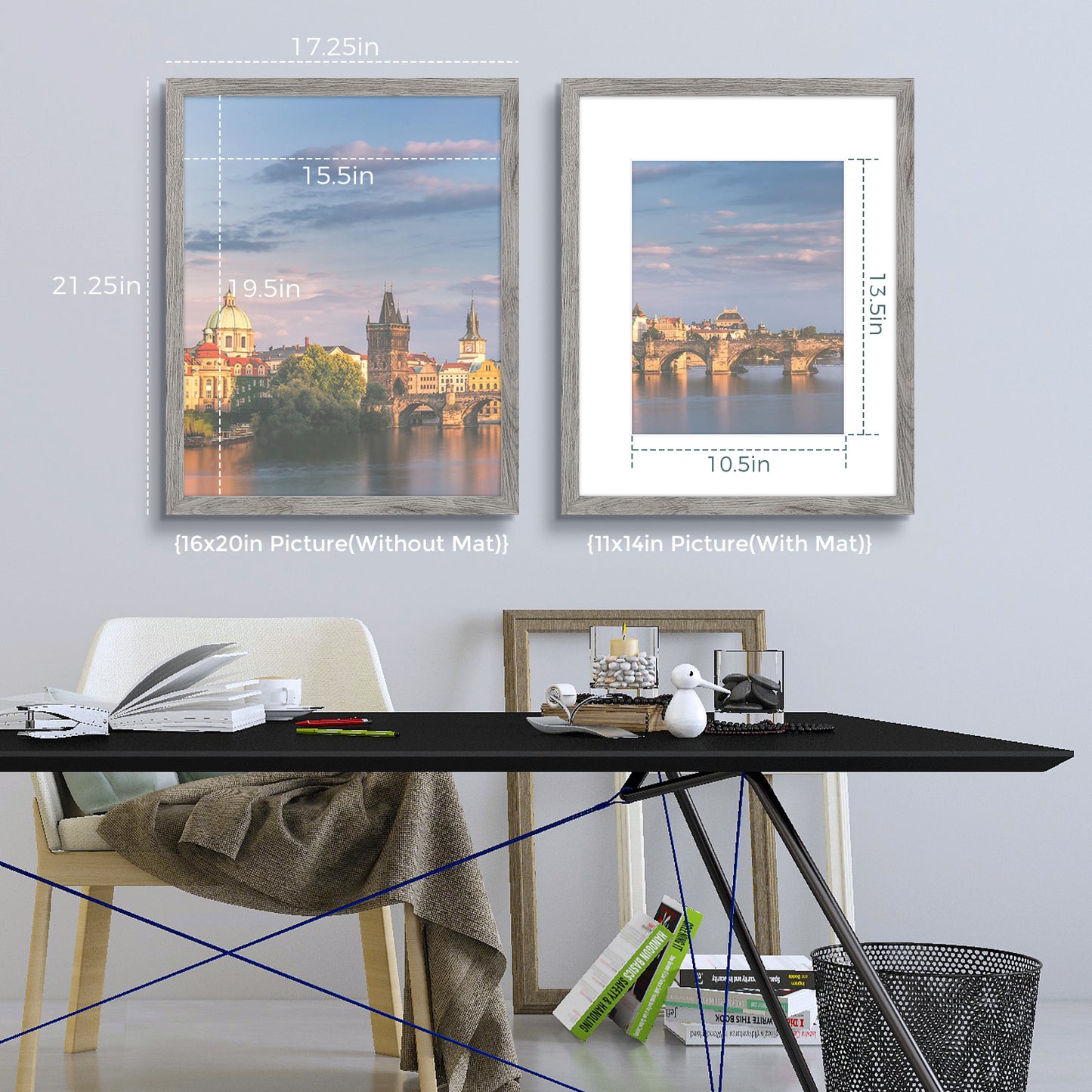 Frametory,16x20 Picture Frame for 11x14 Photo with White Mat and Real Glass (6 Pack)