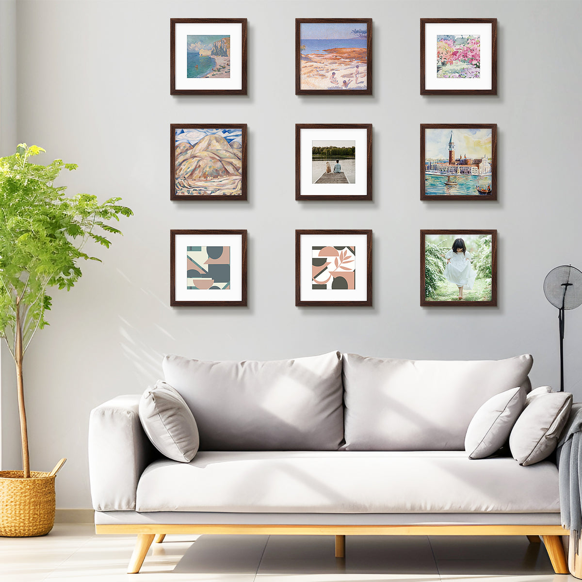 Frametory, 12x12 Picture Frame with White Mat for 8x8 Photo (9 Pack)