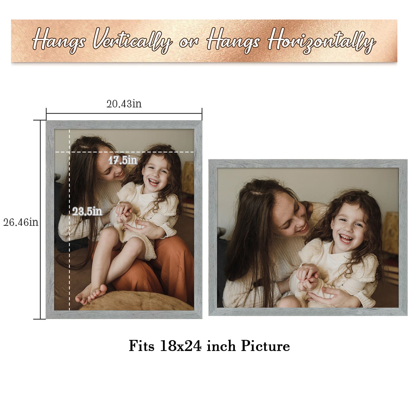 Clearance 18x24 Picture Frame with Plexiglass Grey (6 Pack)