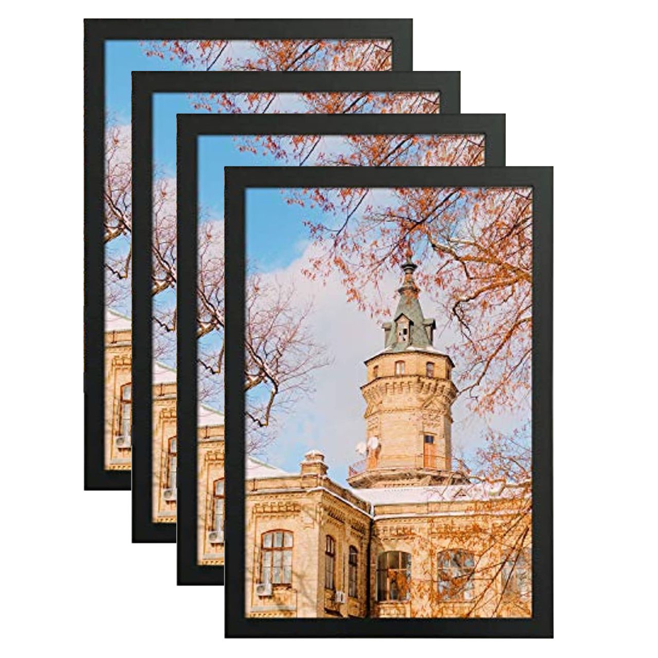 Frametory, 24x36 Poster Frame for Prints & Photos with Acrylics Glass Black (4 Pack)