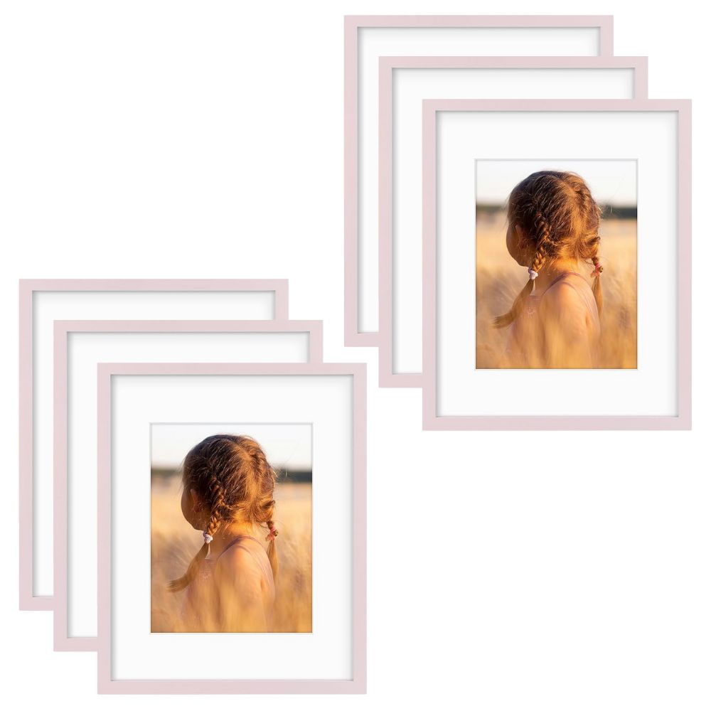Frametory,16x20 Picture Frame for 11x14 Photo with White Mat and Real Glass (6 Pack)