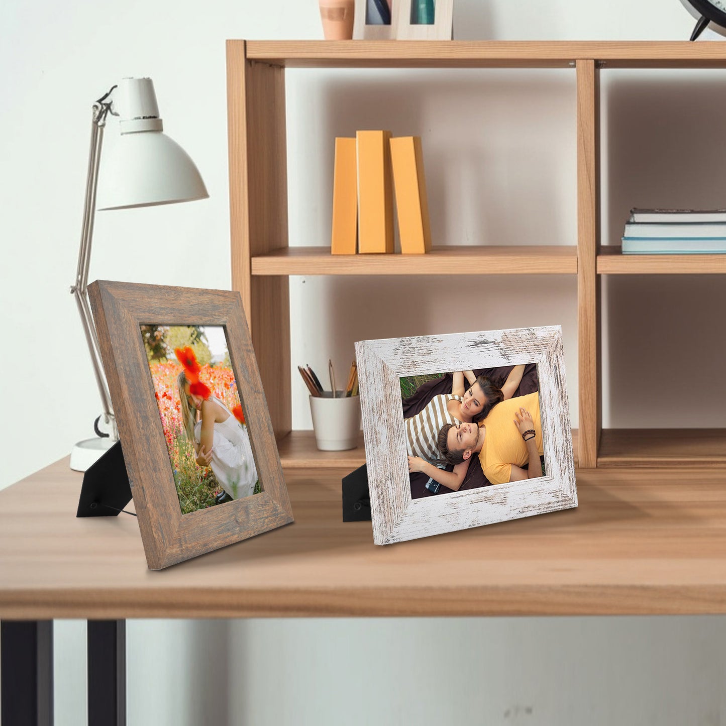 Clearance 5x7 MDF Picture Frame Retro Brown and Distressed White (20 Pack)