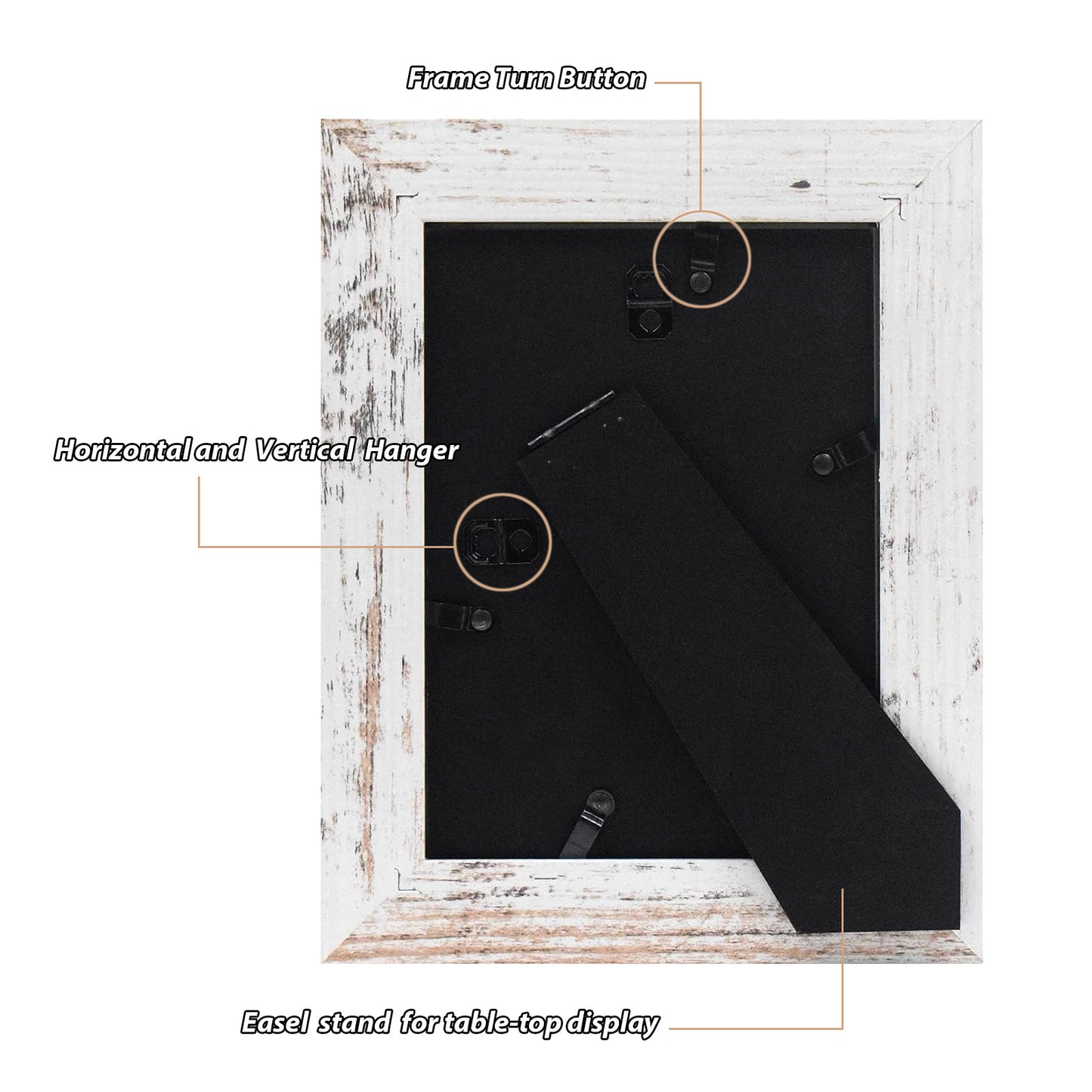 Clearance 5x7 MDF Picture Frame Retro Brown and Distressed White (20 Pack)