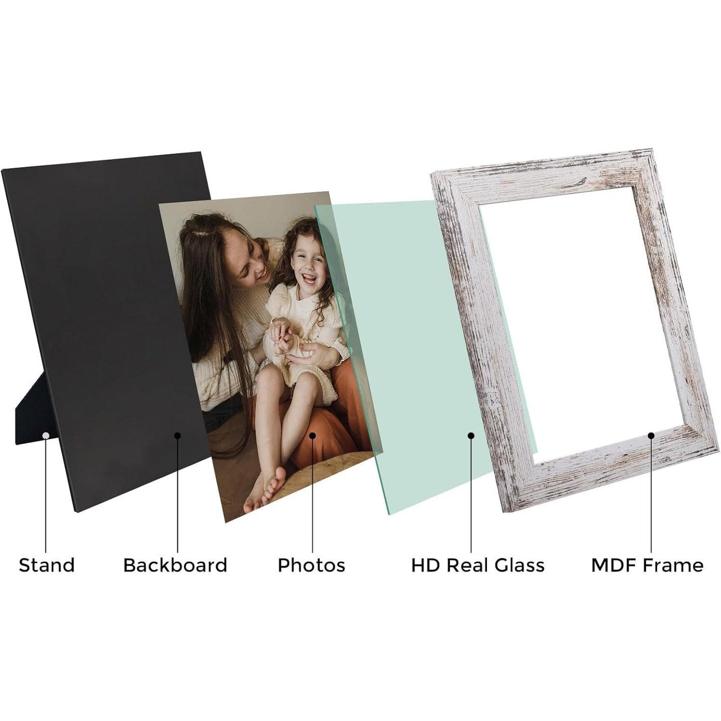 Clearance 8x10 MDF Picture Frame Retro Brown and Distressed White (16 Pack)