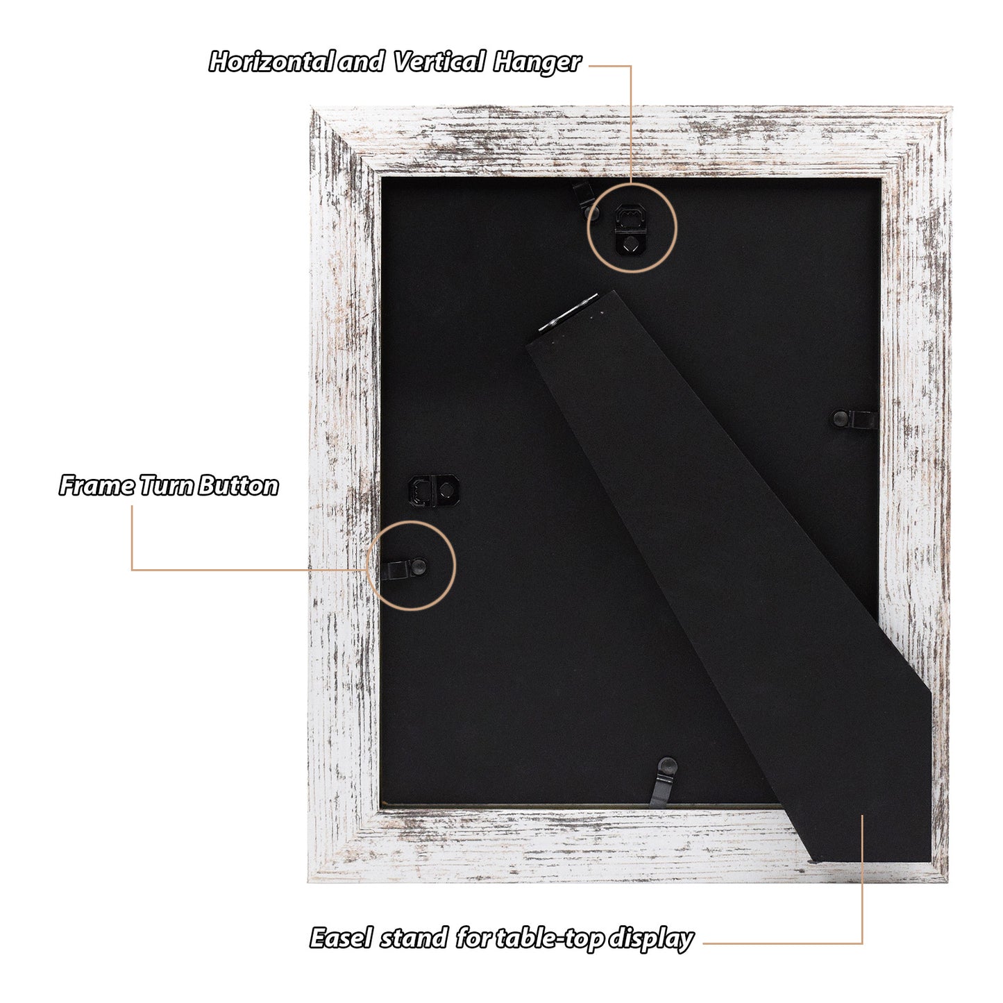 Clearance 8x10 MDF Picture Frame Retro Brown and Distressed White (16 Pack)