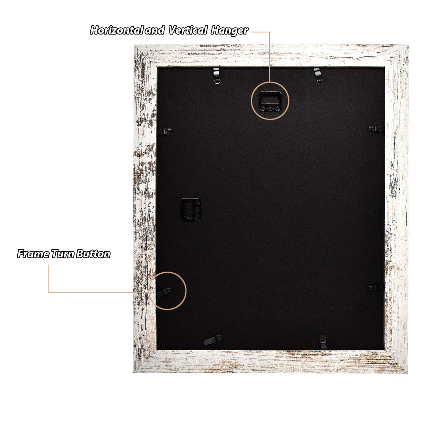 Clearance 11x14 MDF Picture Frame Retro Brown and Distressed White (10 Pack)