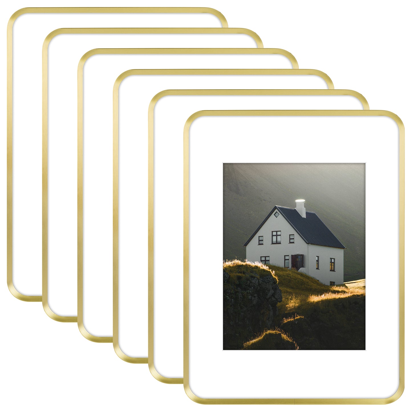 12x16 Aluminum Photo Frame for 8.5x11 Picture-Round Corner (6 Pack)