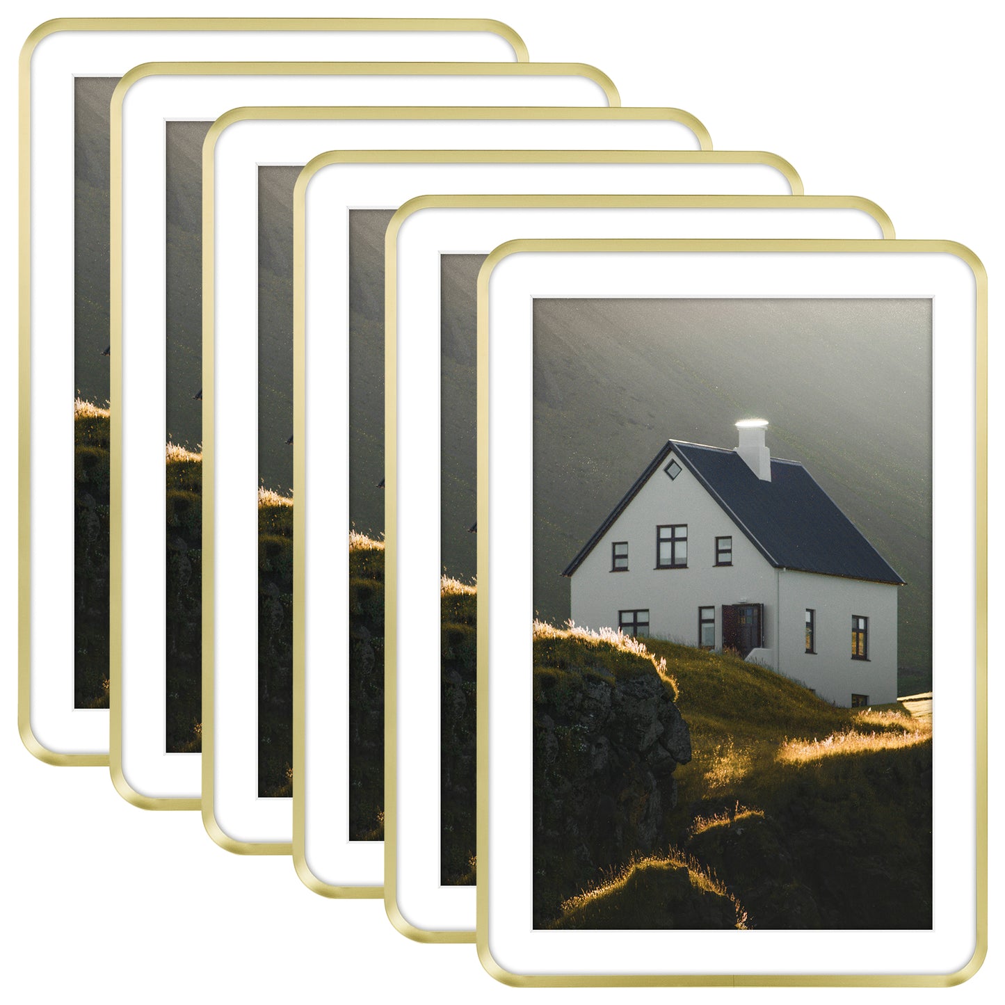 13x19 Aluminum Photo Frame for 11x17 Picture - Round Corner (6 Pack)
