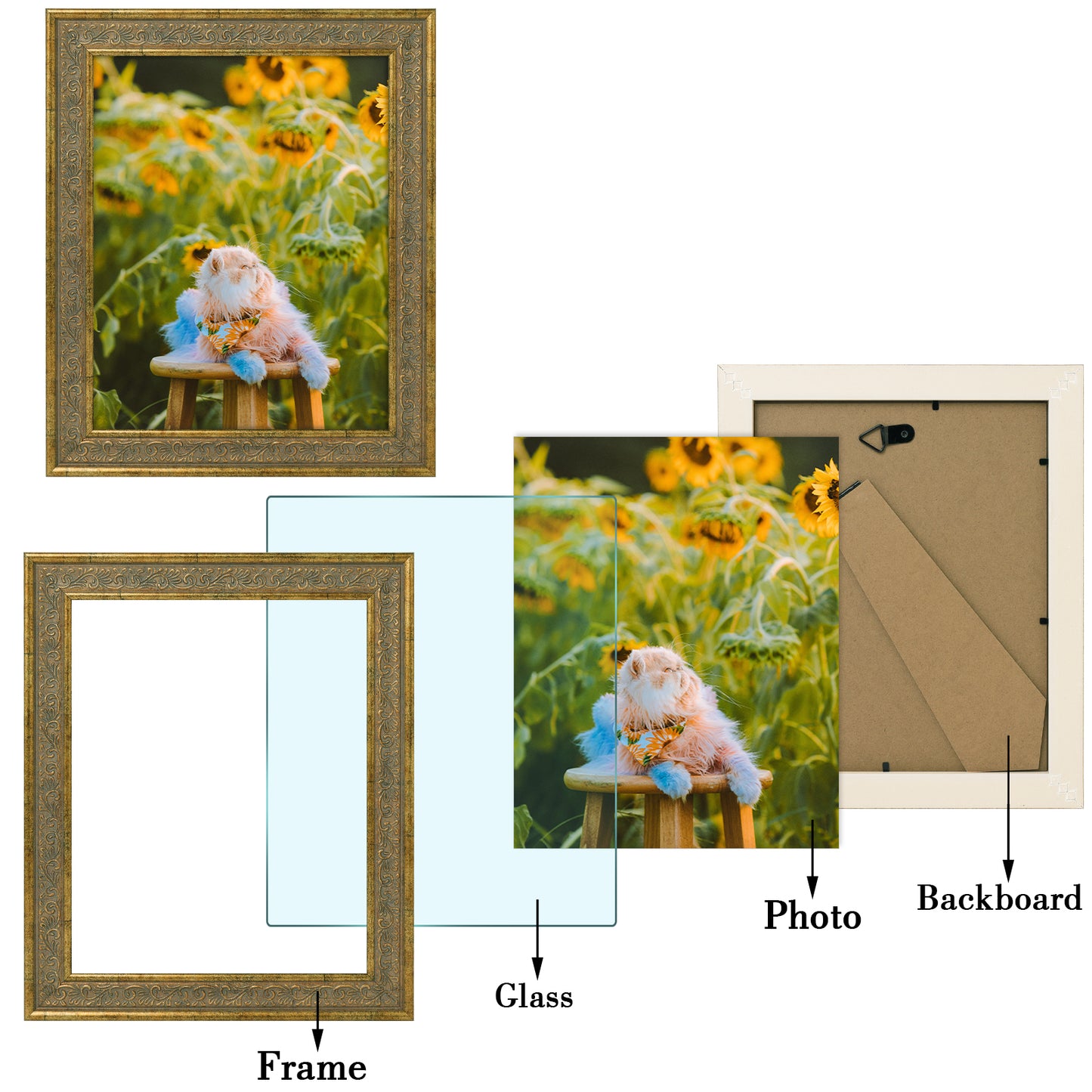Frametory, 8x10 Ornate Photo Frame, Table Top or Wall Mount & Real Glass, Distressed Gold Color (12 Pack??¡ë