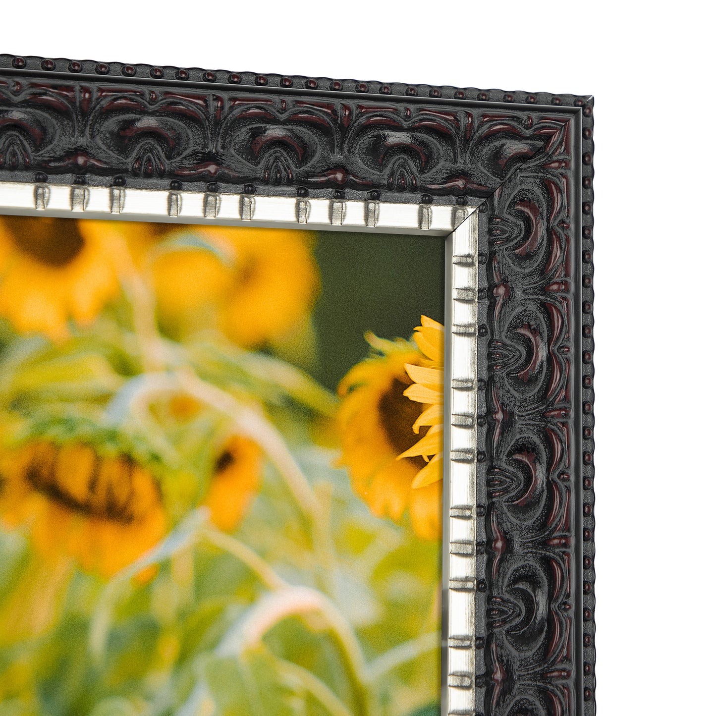 8x10 Ornate Photo Frame Black With Silver & Burgundy and Real Glass (10 Pack)