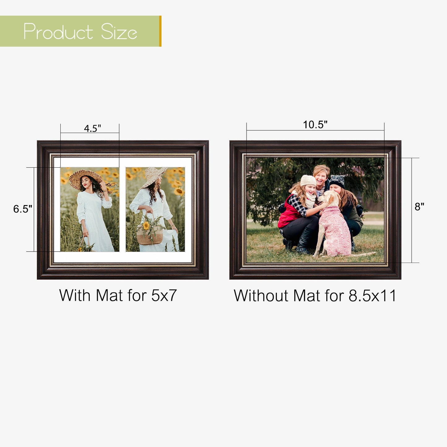 8.5x11 Collage Picture Frame with White Mat Displays Two 5x7 Photos (10 Pack)