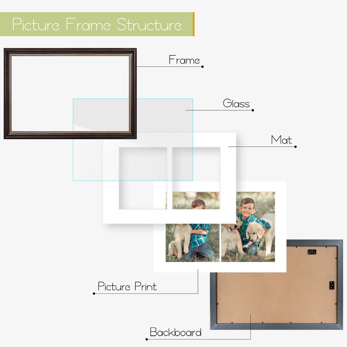 12x19 Collage Picture Frame for Two 8x10 Photos (6 Pack)