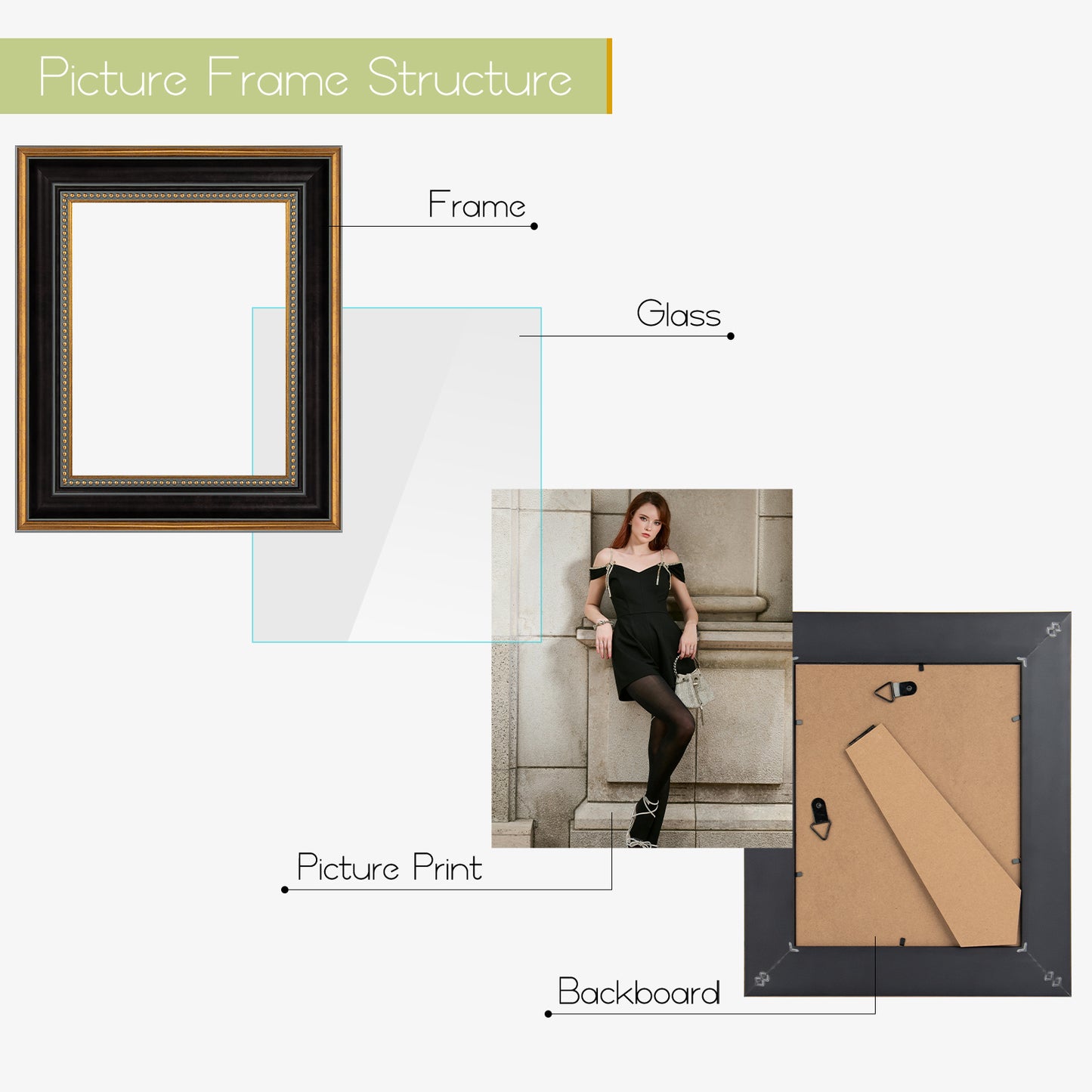 8x10 Ornate Photo Frame Black and Ornate Gold Color (12 Pack)