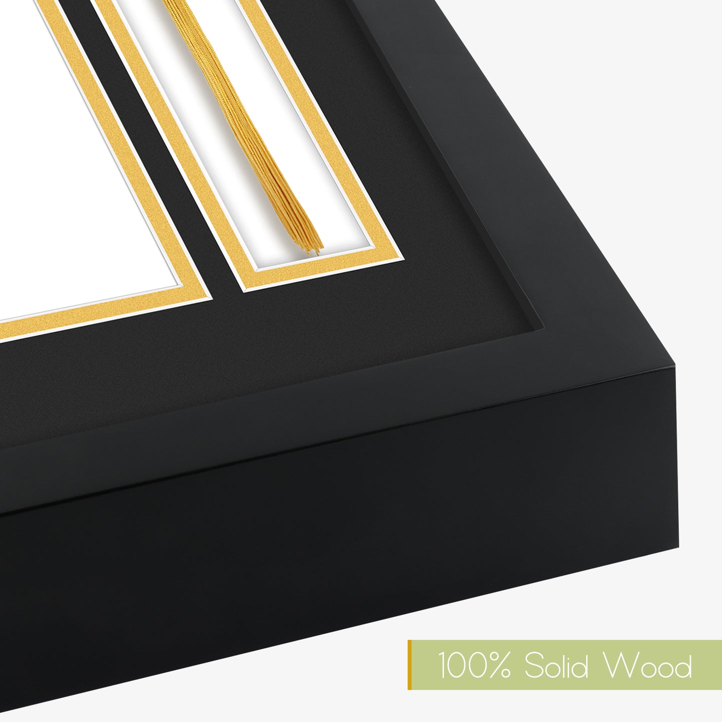 10x10 Diploma Frames for 5x7 Photo And Tassel Holder with Black Over Gold Double Mat and Tempered Glass (6 Pack)