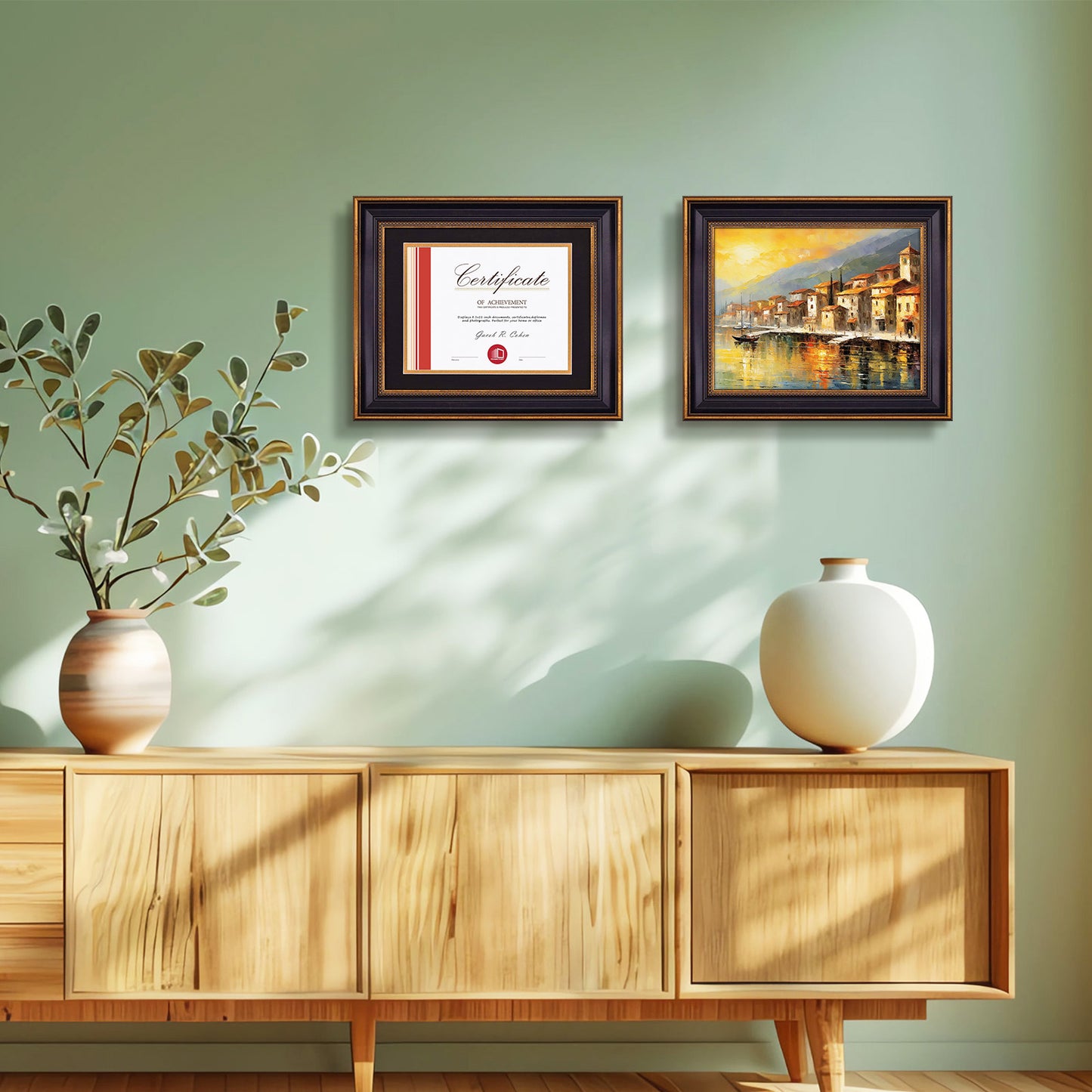 11x14 Diploma Frame with Black Over Gold Double Mat for 8.5x11 Certificate (10 Pack)