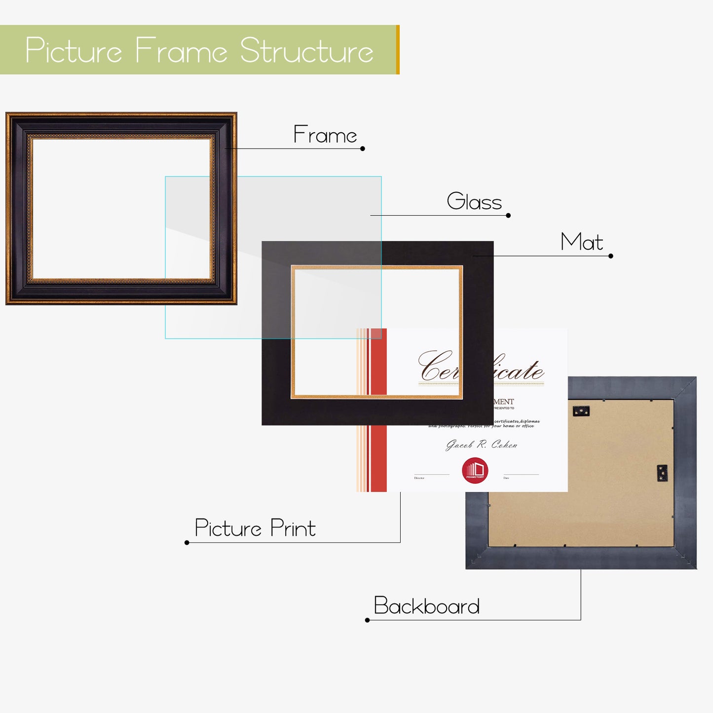 11x14 Diploma Frame with Black Over Gold Double Mat for 8.5x11 Certificate (10 Pack)