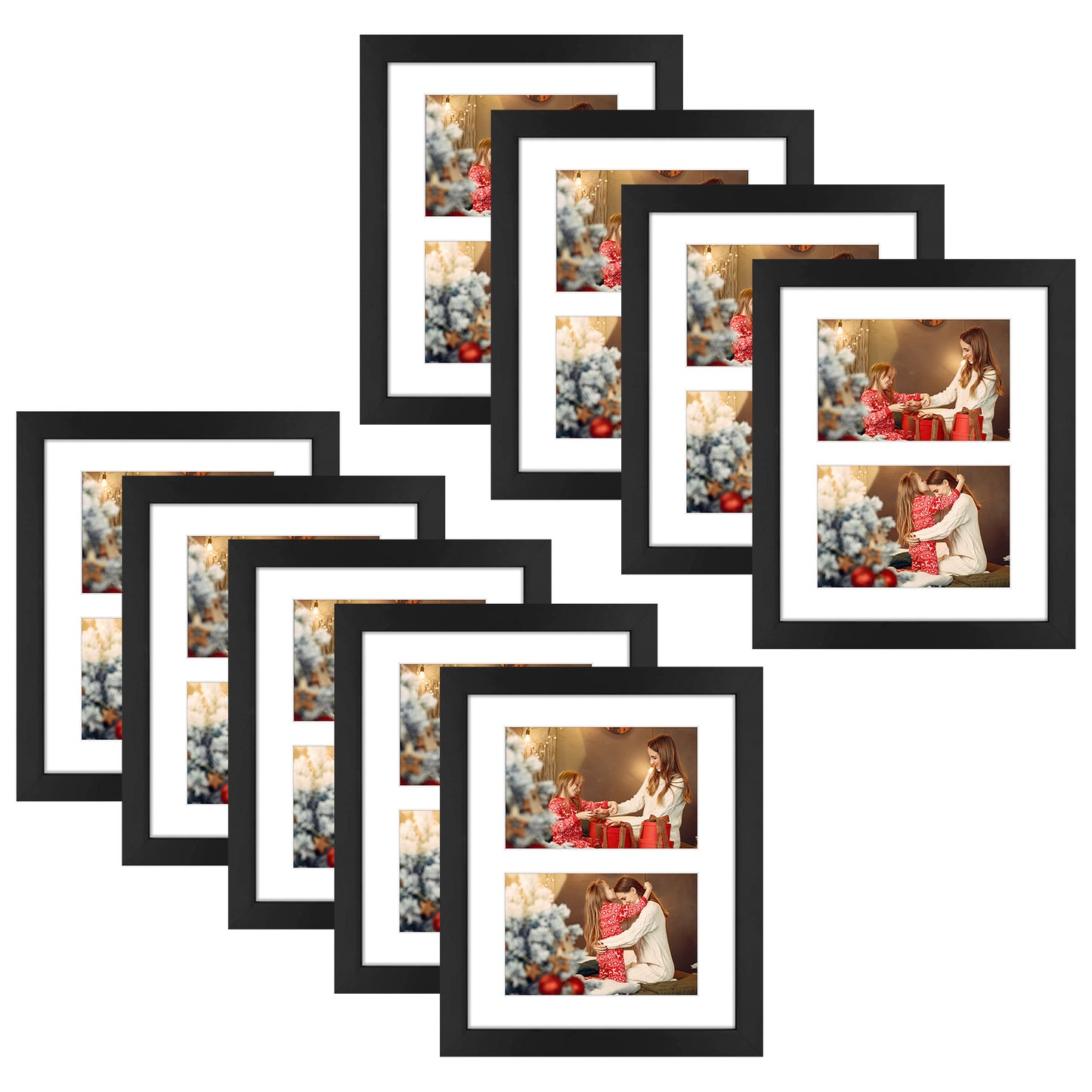 Clearance 8x10 Wood Picture Frame for Two 4x6 Photos (9 Pack)