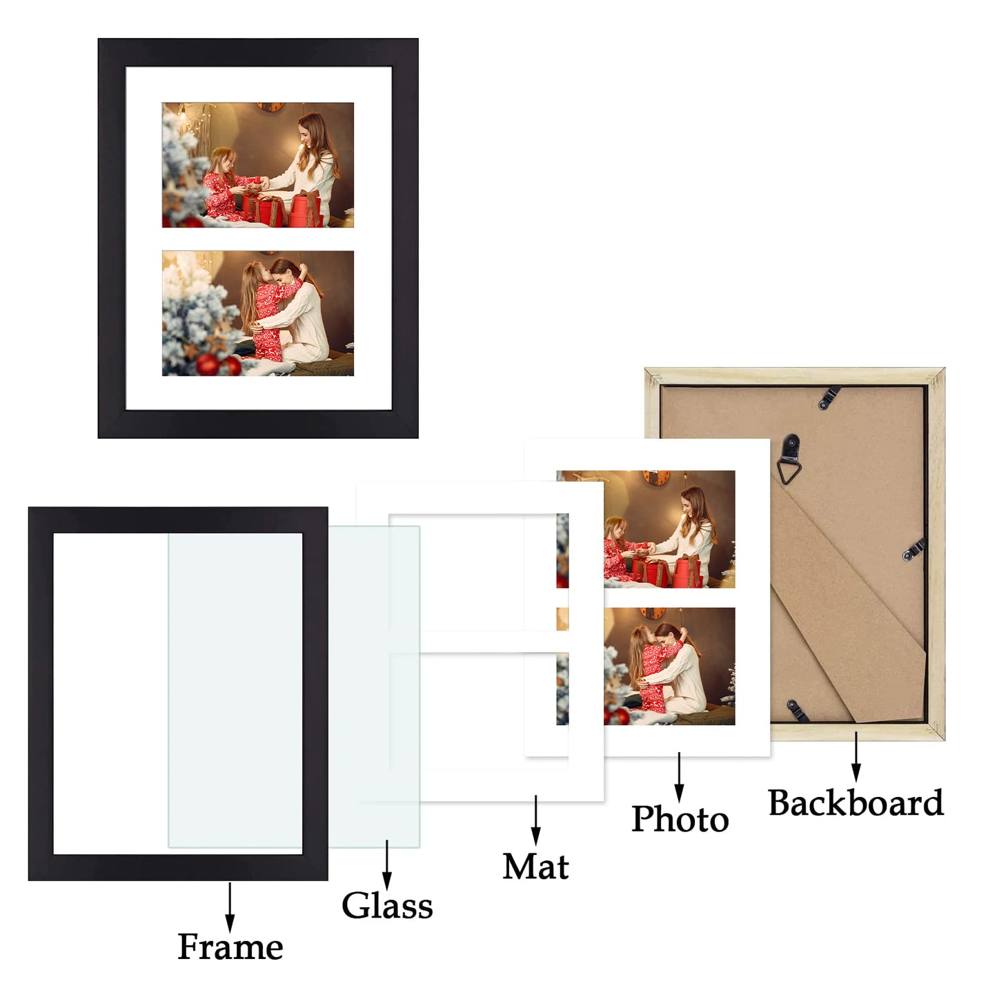 Clearance 8x10 Wood Picture Frame for Two 4x6 Photos (9 Pack)