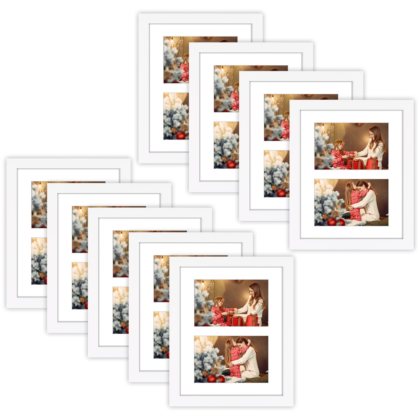 Clearance 8x10 Wood Picture Frame for Two 4x6 Photos (9 Pack)