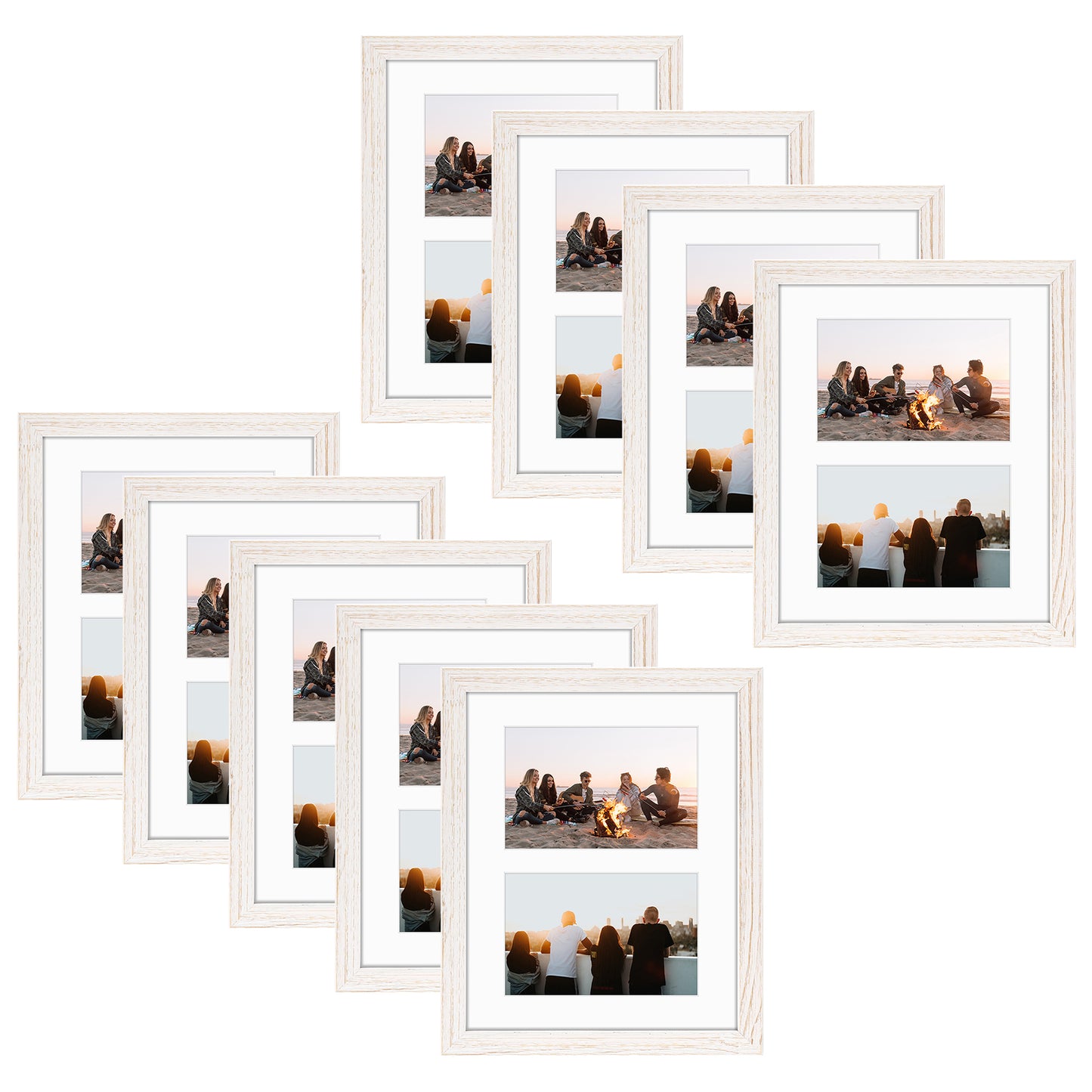 Clearance 8x10 Wood Picture Frame for Two 4x6 Photos (9 Pack)