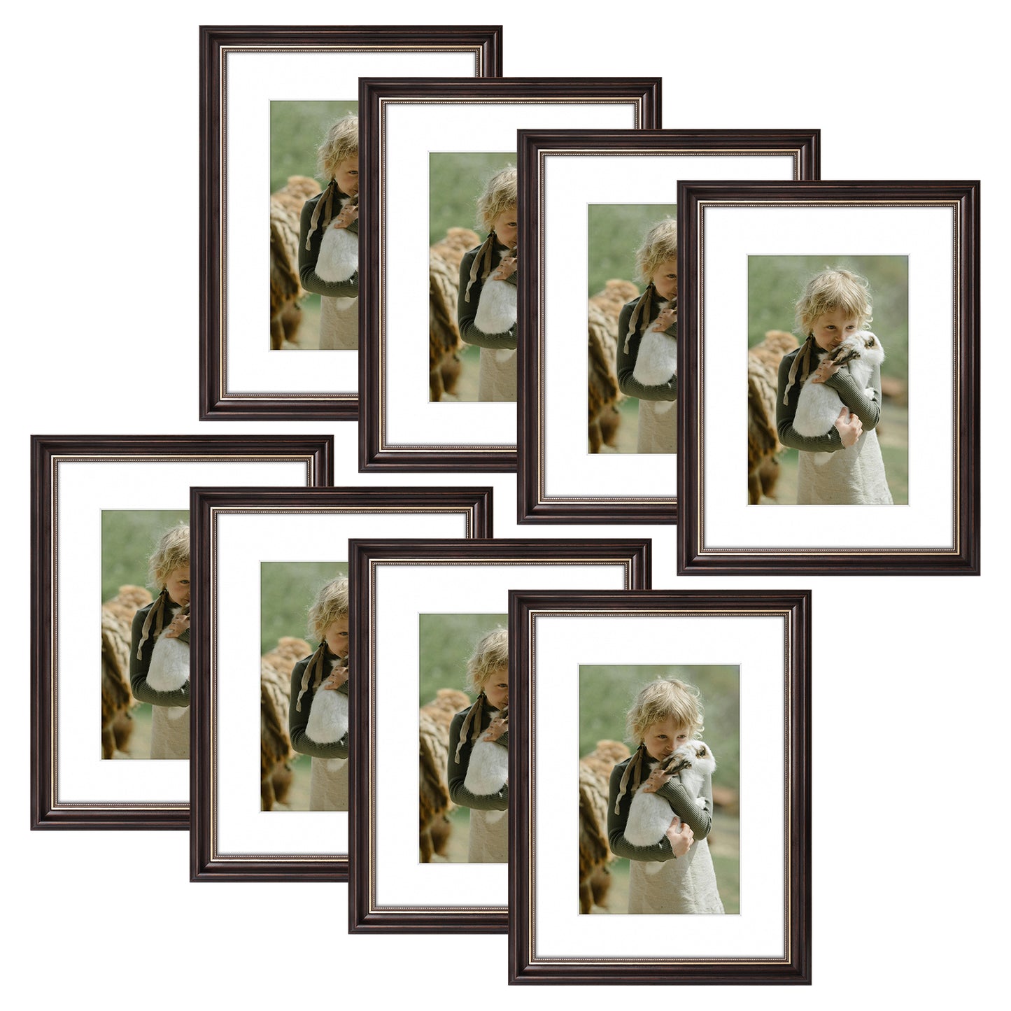 12x16 Ornate Photo Frame for 8x12 Picture Brown and Ornate Gold Color (8 Pack)