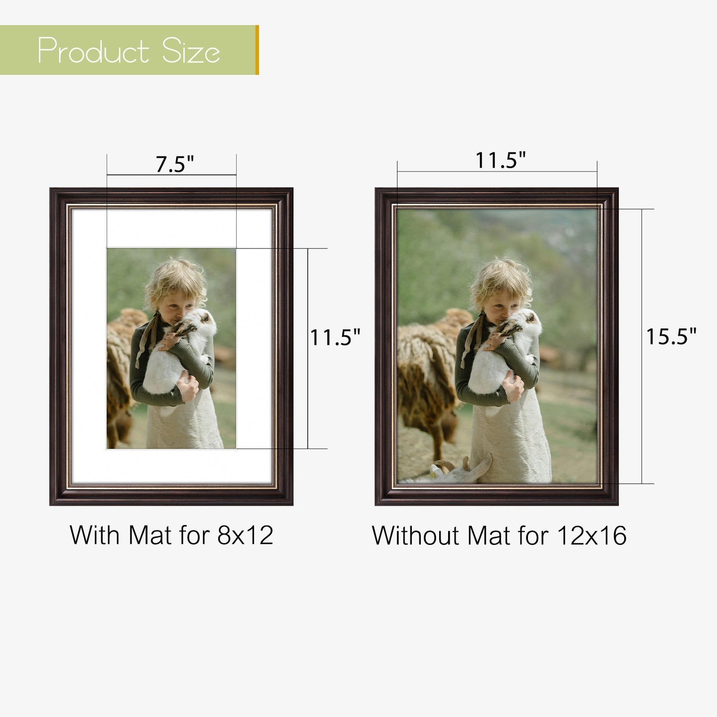 12x16 Ornate Photo Frame for 8x12 Picture Brown and Ornate Gold Color (8 Pack)
