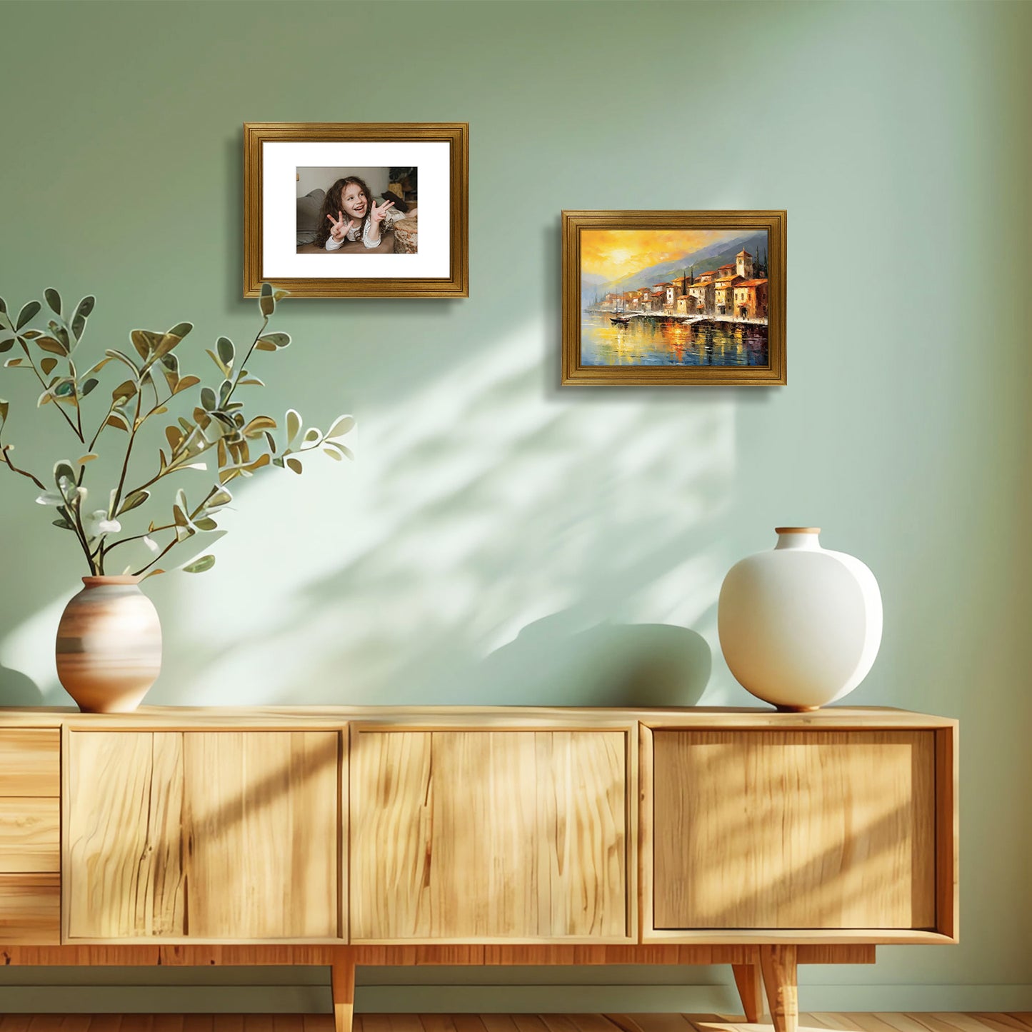 9x12 Picture Frame with White Mat for 6x8 Photo Dark Gold Color (10 Pack)