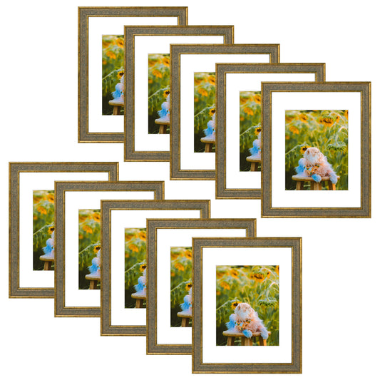 Frametory,11x14 Picture Frame with White Mat for 8x10 Picture (10 Pack)
