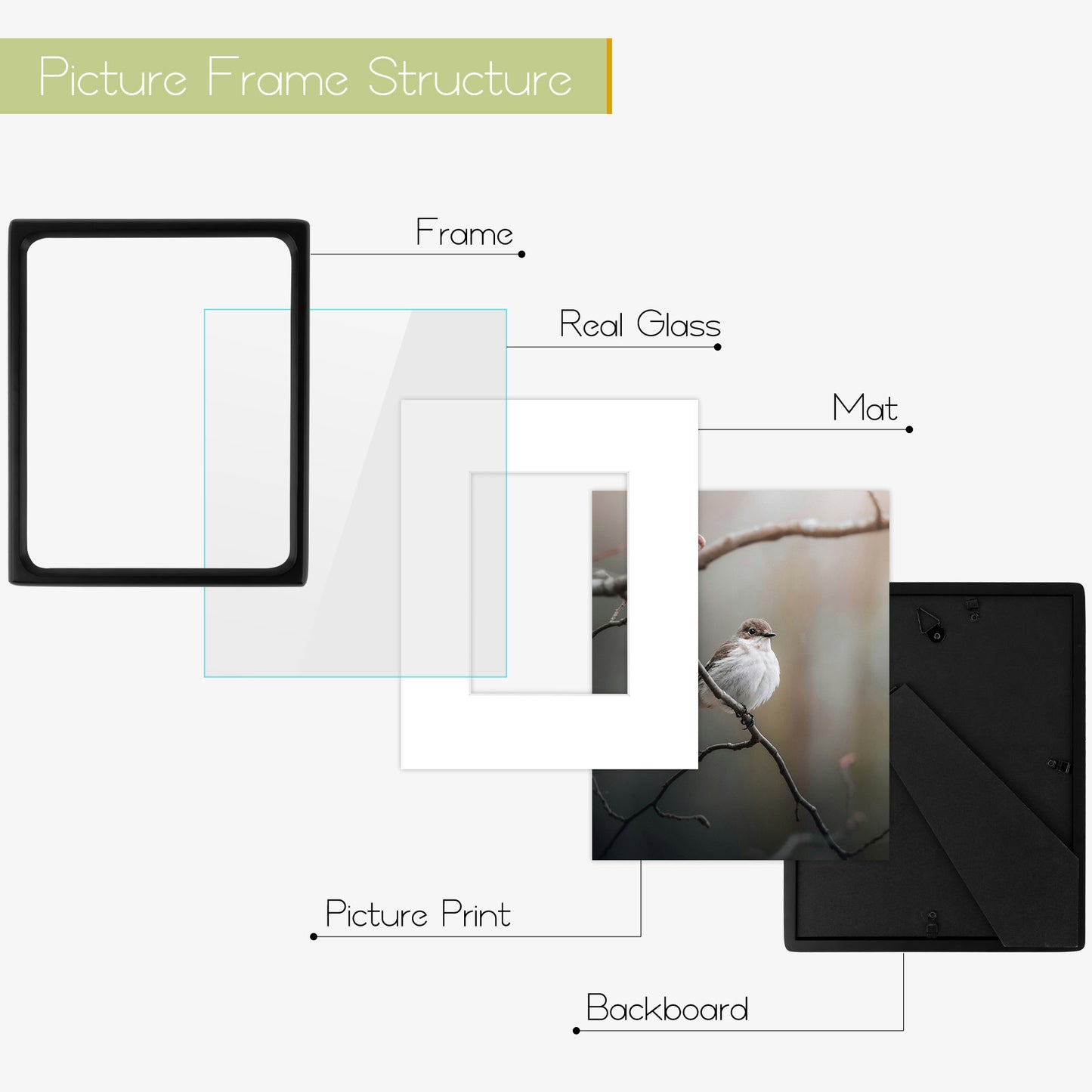 Clearance Rounded Corner 8x10 Wood Picture Frame For 5x7 Photos (6 Pack)