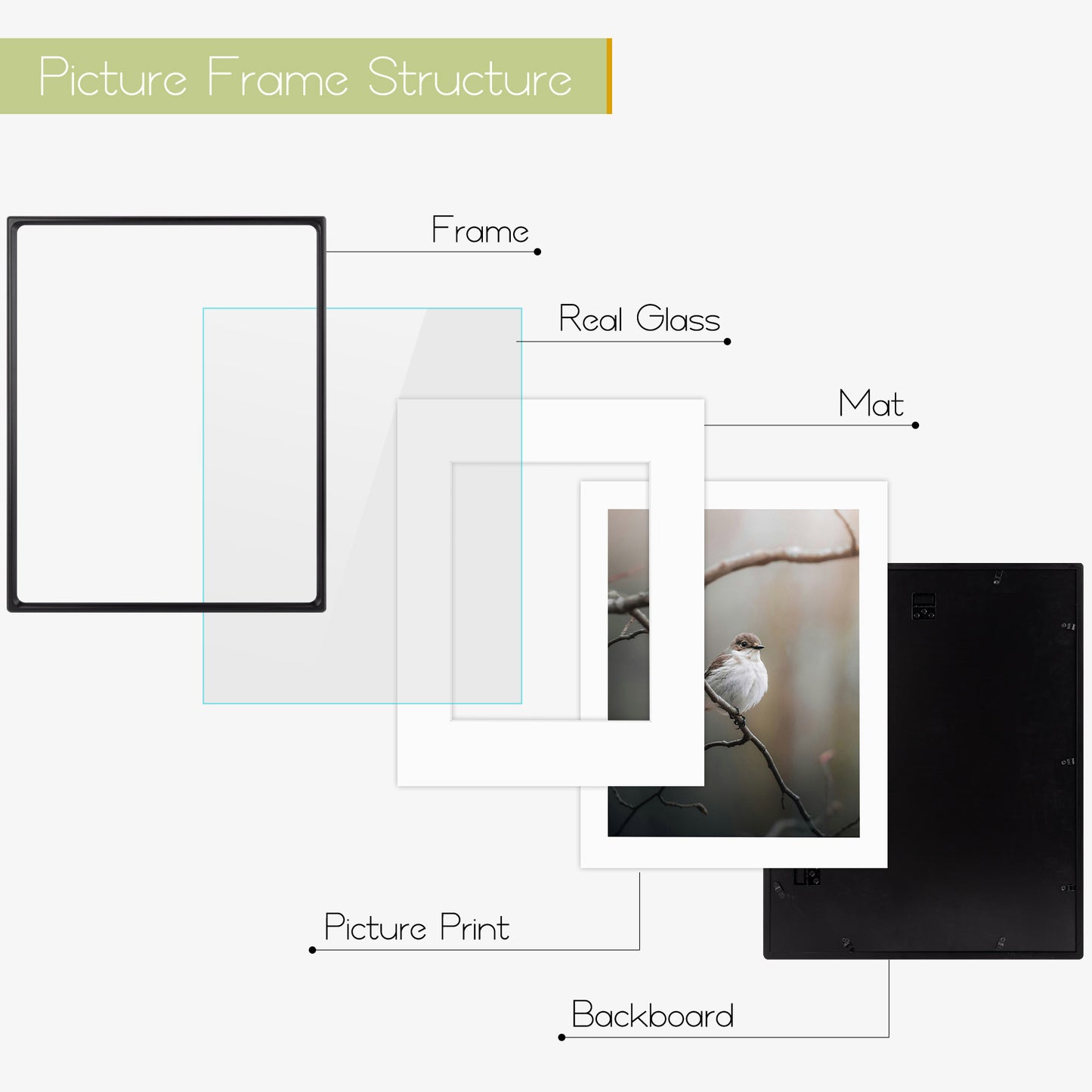 Clearance Rounded Corner 16x20 Wood Picture Frame For 11x14 Photos (6 Pack)