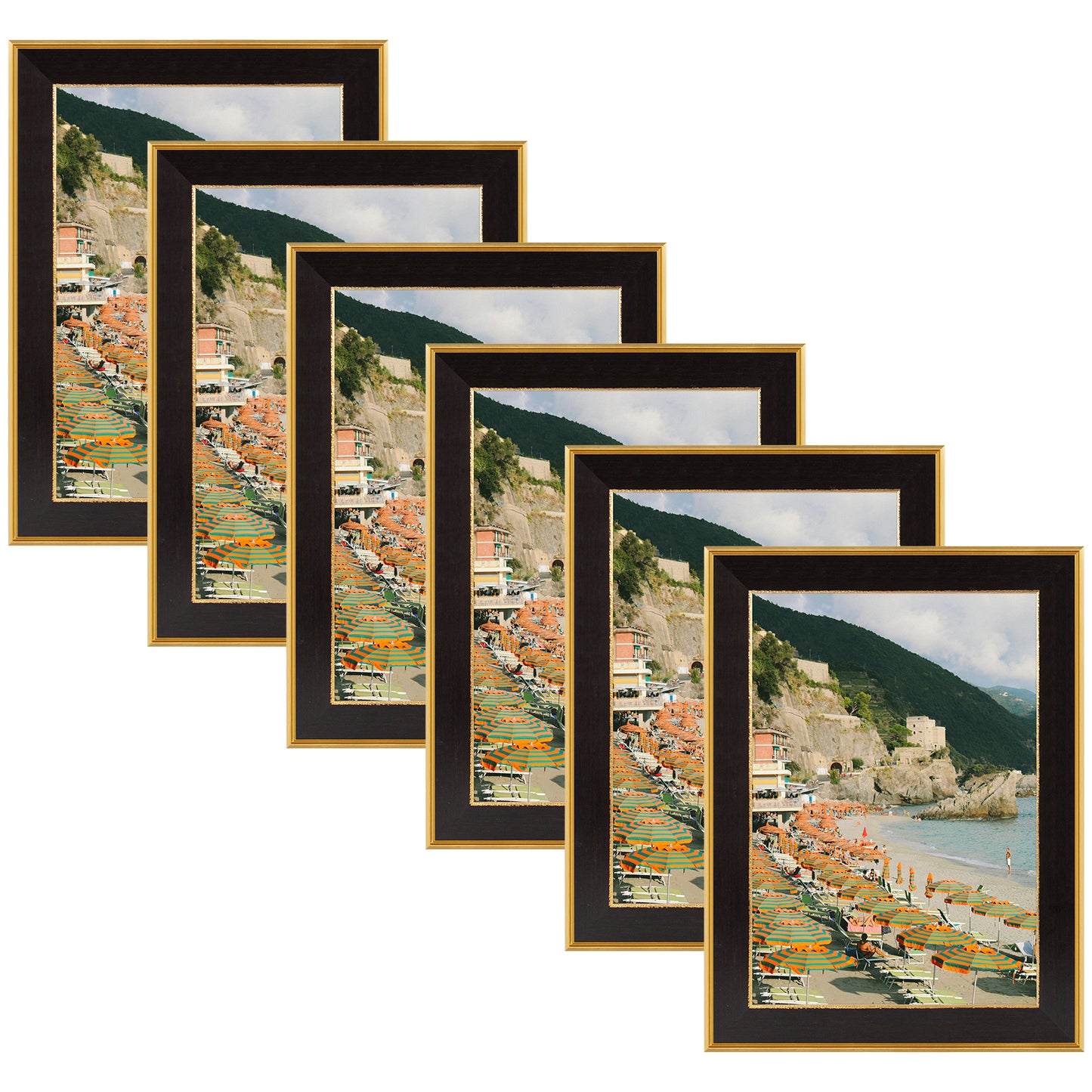 12x18 Picture Frame for 12x18 Photo Without Mat,Vintage Style,Wall Mounting Black and Classic Gold (6 Pack)