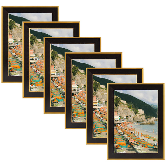12x18 Picture Frame for 12x18 Photo Without Mat,Vintage Style,Wall Mounting Black and Classic Gold (6 Pack)