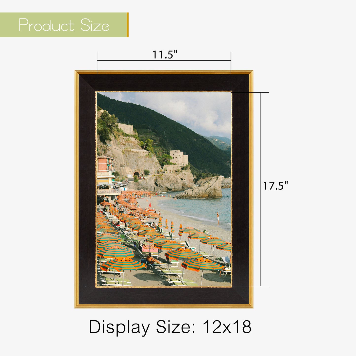 12x18 Picture Frame for 12x18 Photo Without Mat,Vintage Style,Wall Mounting Black and Classic Gold (6 Pack)