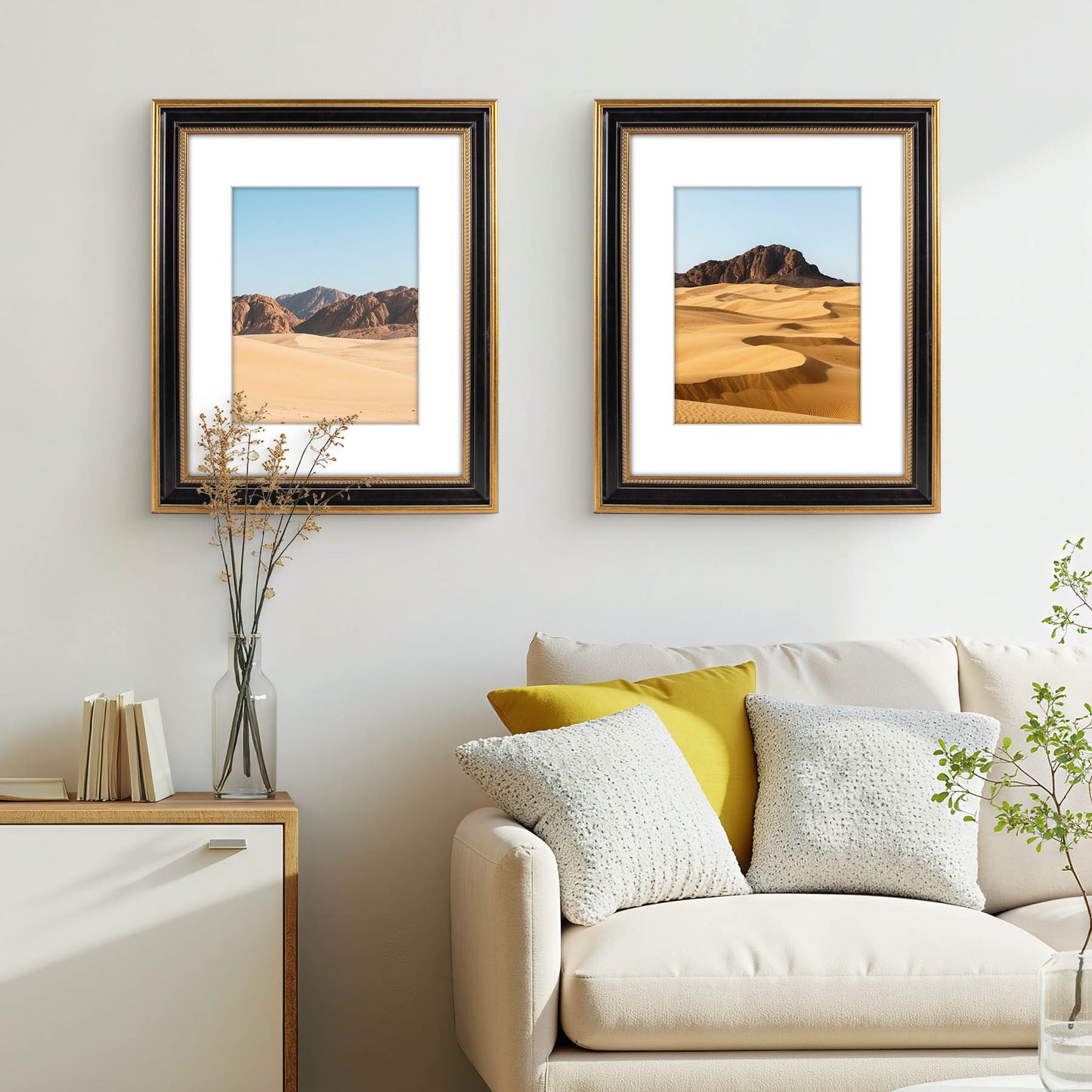 Frametory,16x20 Photo Frame with White Mat for 11x14 Picture Ornate Gold/Black (4 Pack)