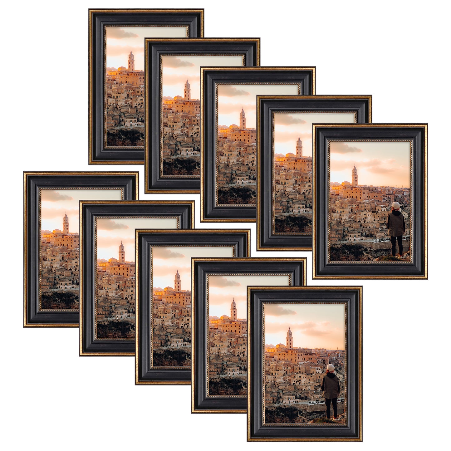 8x12 Ornate Photo Frame Dark Gold/Black Color (10 Pack)