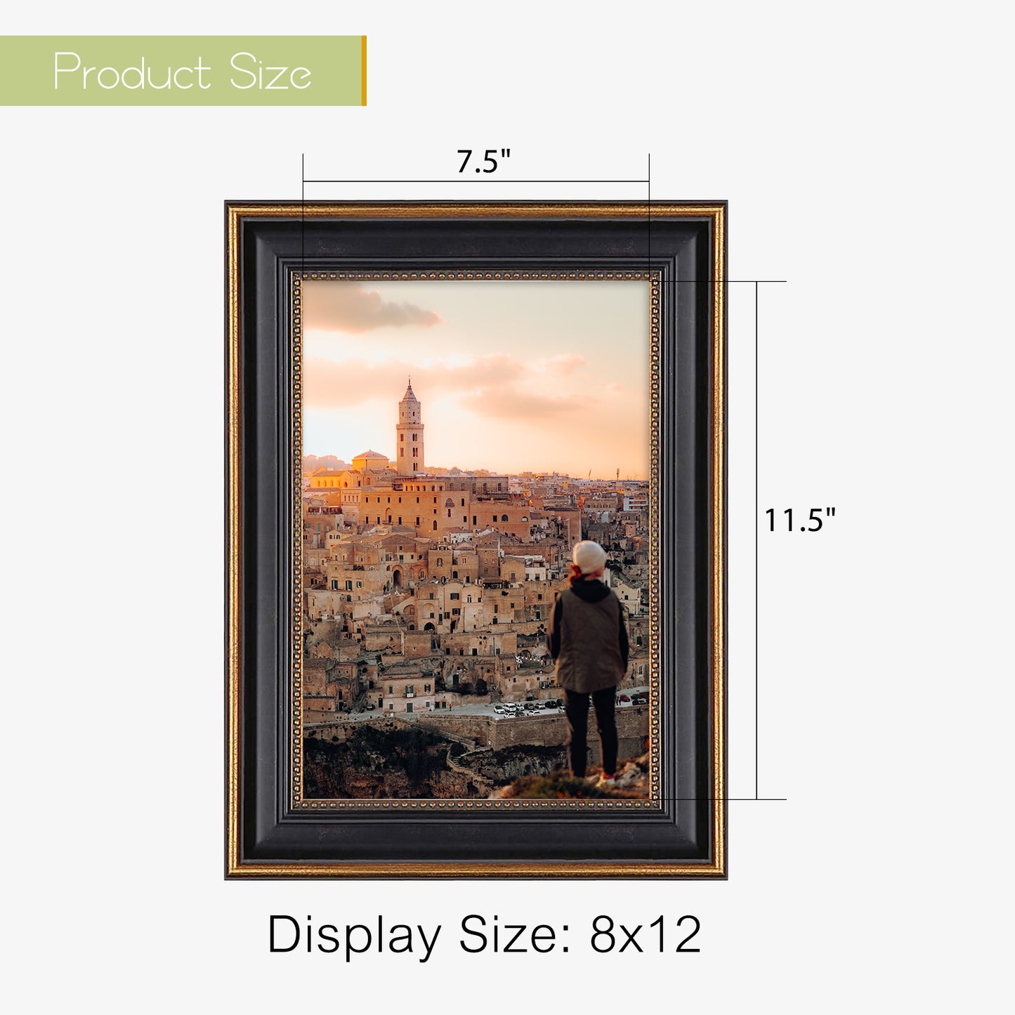 8x12 Ornate Photo Frame Dark Gold/Black Color (10 Pack)