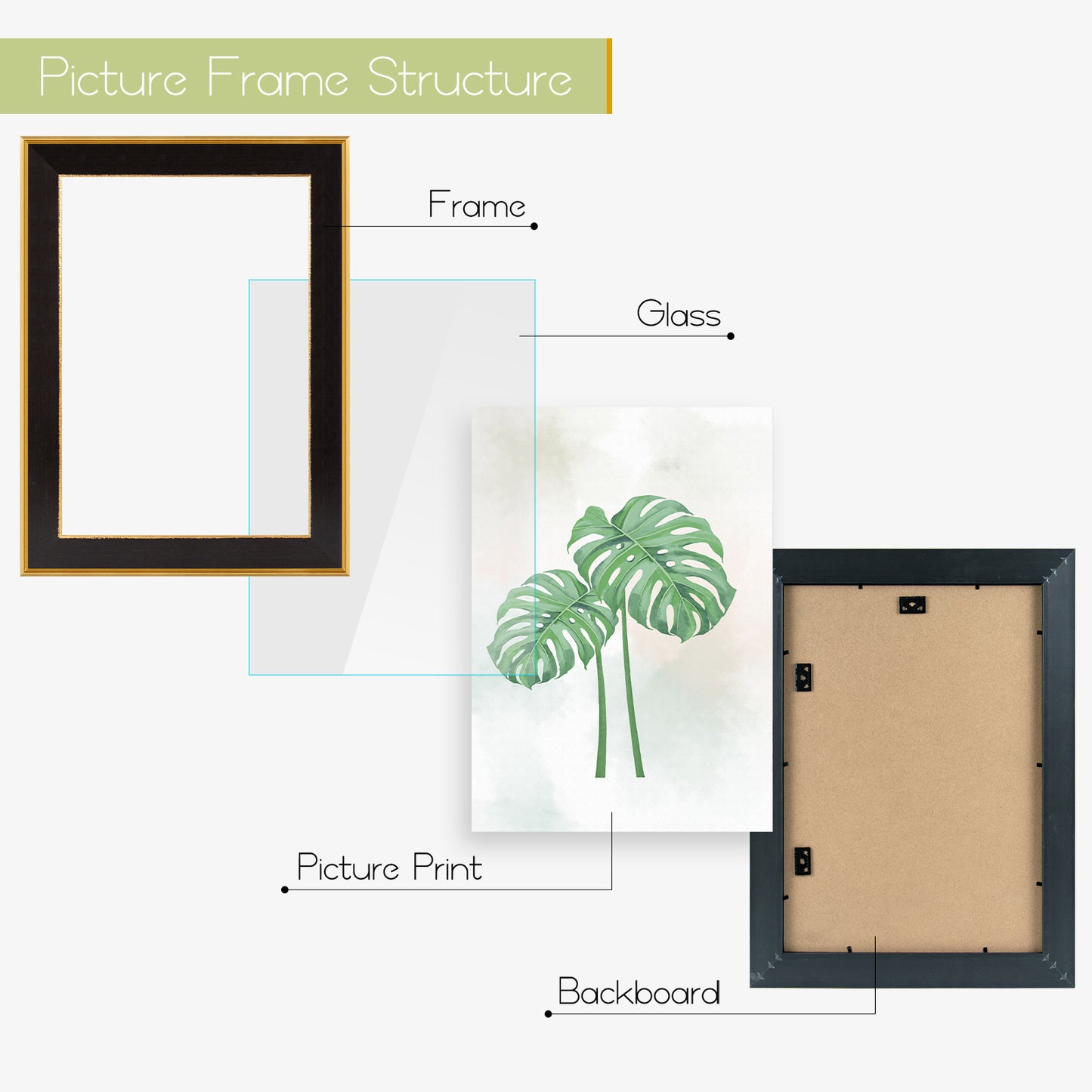 8x12 Ornate Picture Frame Without Mat for 8x12 Photo,Shatter-Resistant Glass Sawtooth Hangers Wall Mount Display Color Black/Classic Gold (10 Pack)