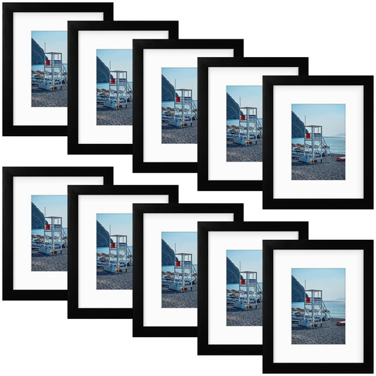 8x10 Wood Frame for 5x7 Picture Black (10 Pcs per Box)