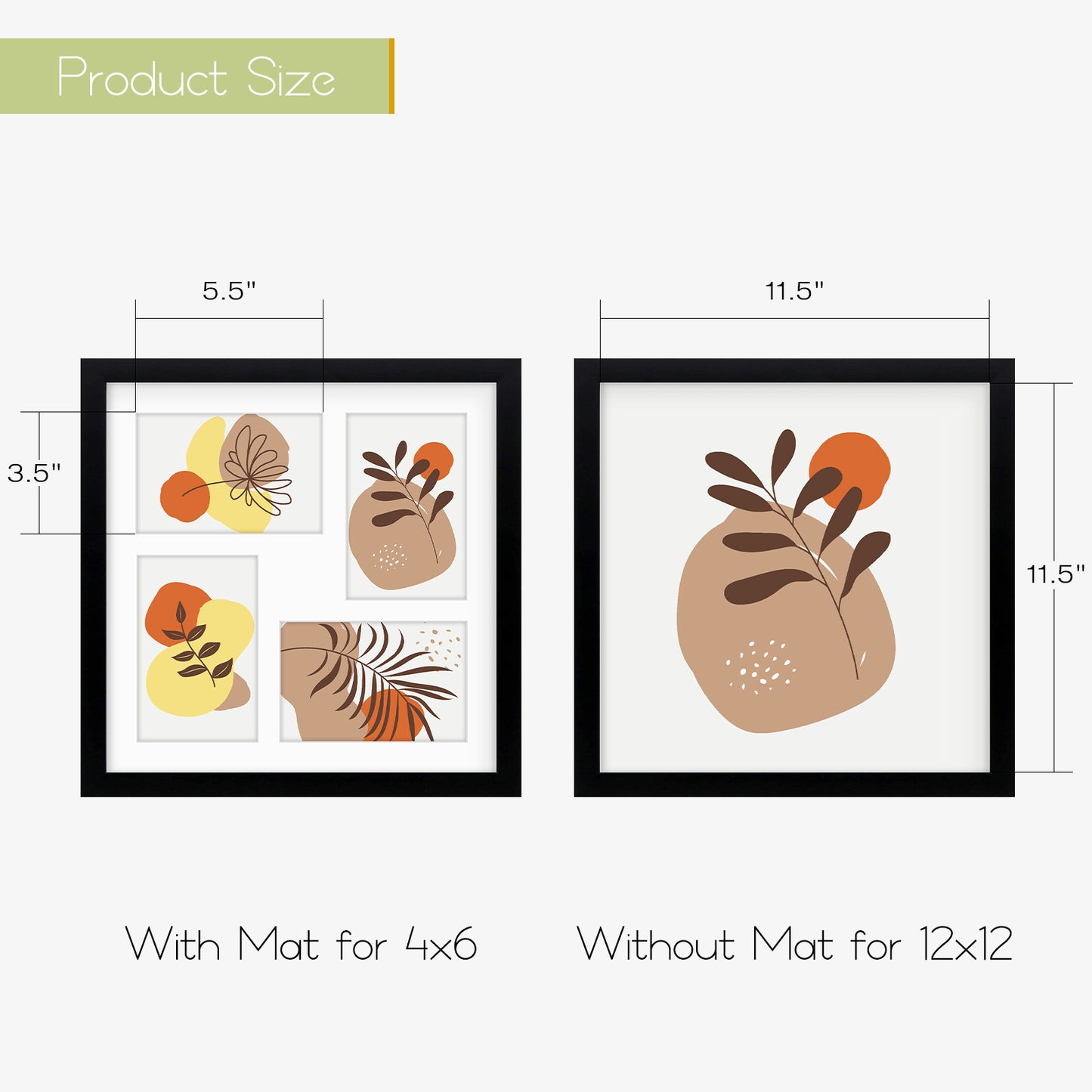 12x12 Collage Picture Frames for Four 4x6 Pictures Black Color (9 Pack)