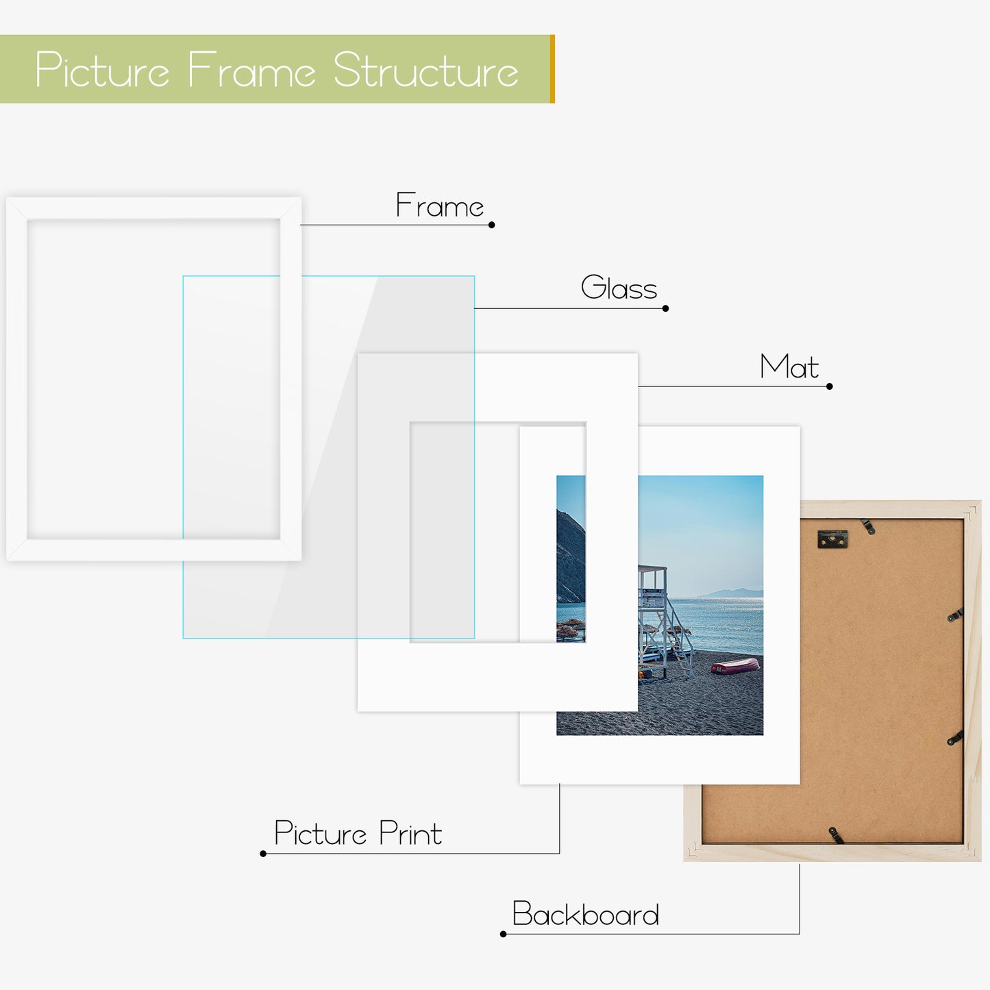 11x14 Wood Frame for 8x10 Picture White Color (10 Pack)