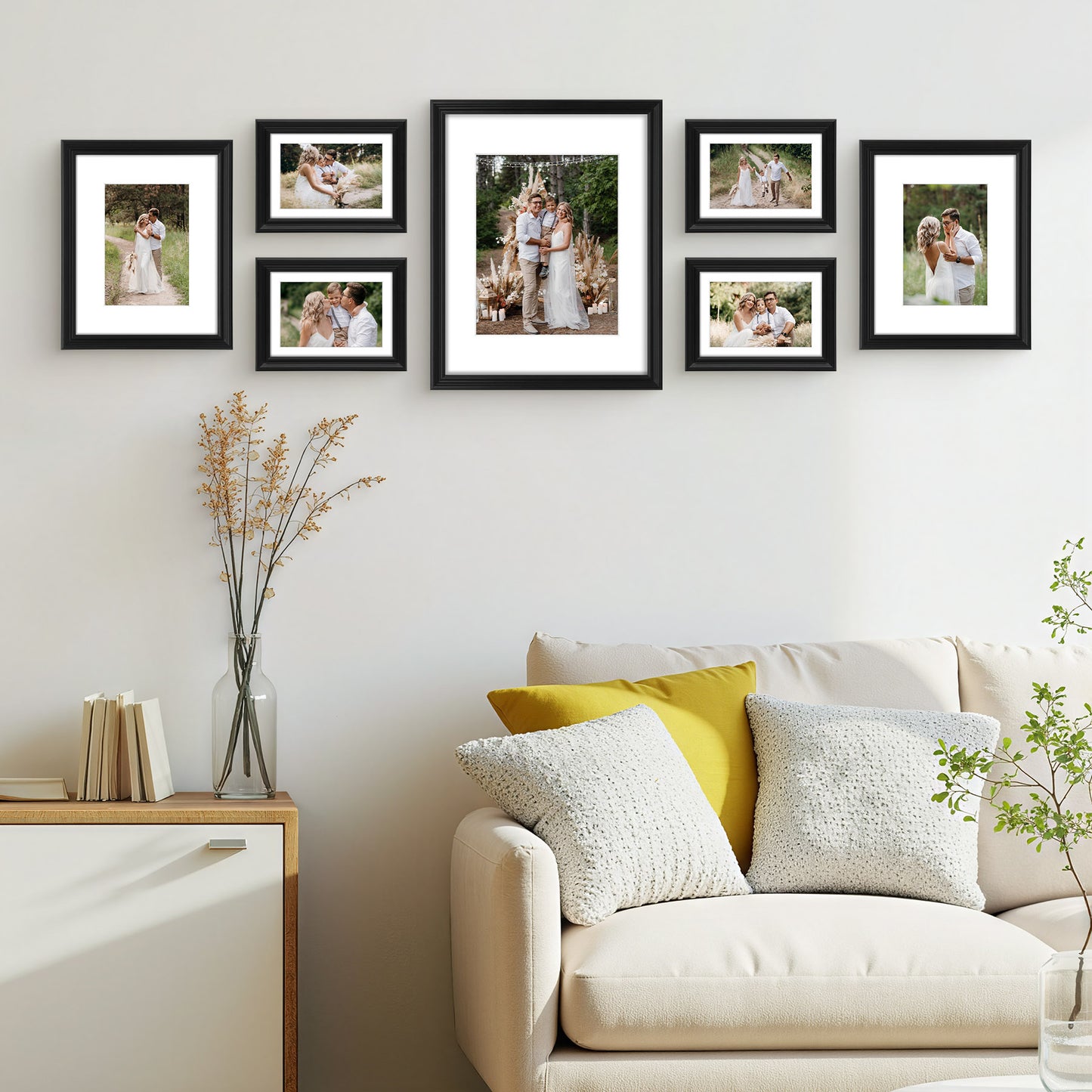 Clearance Wall Gallery Photo Frames with White Mat and Real Glass (21 Pack)