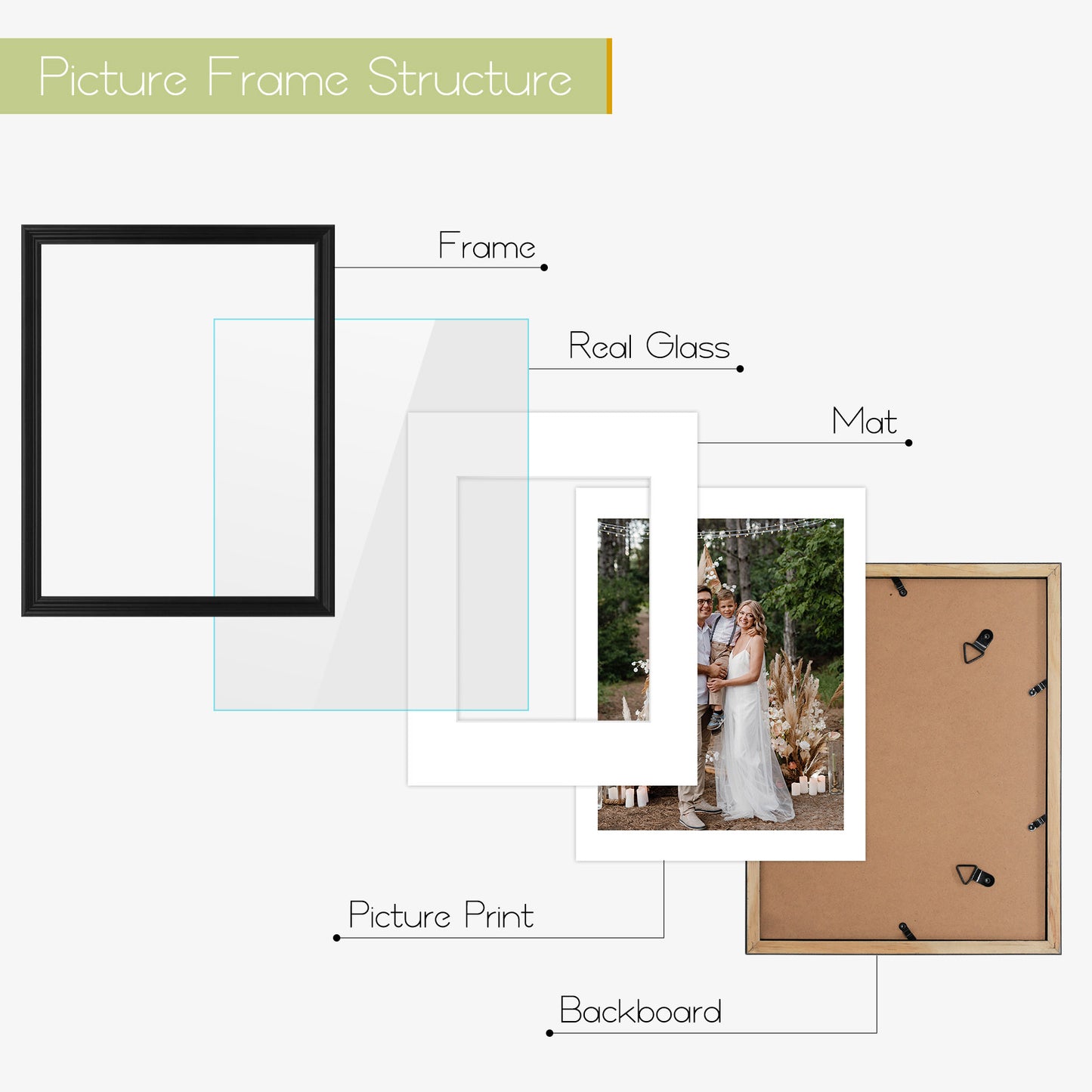 Clearance Wall Gallery Photo Frames with White Mat and Real Glass (21 Pack)