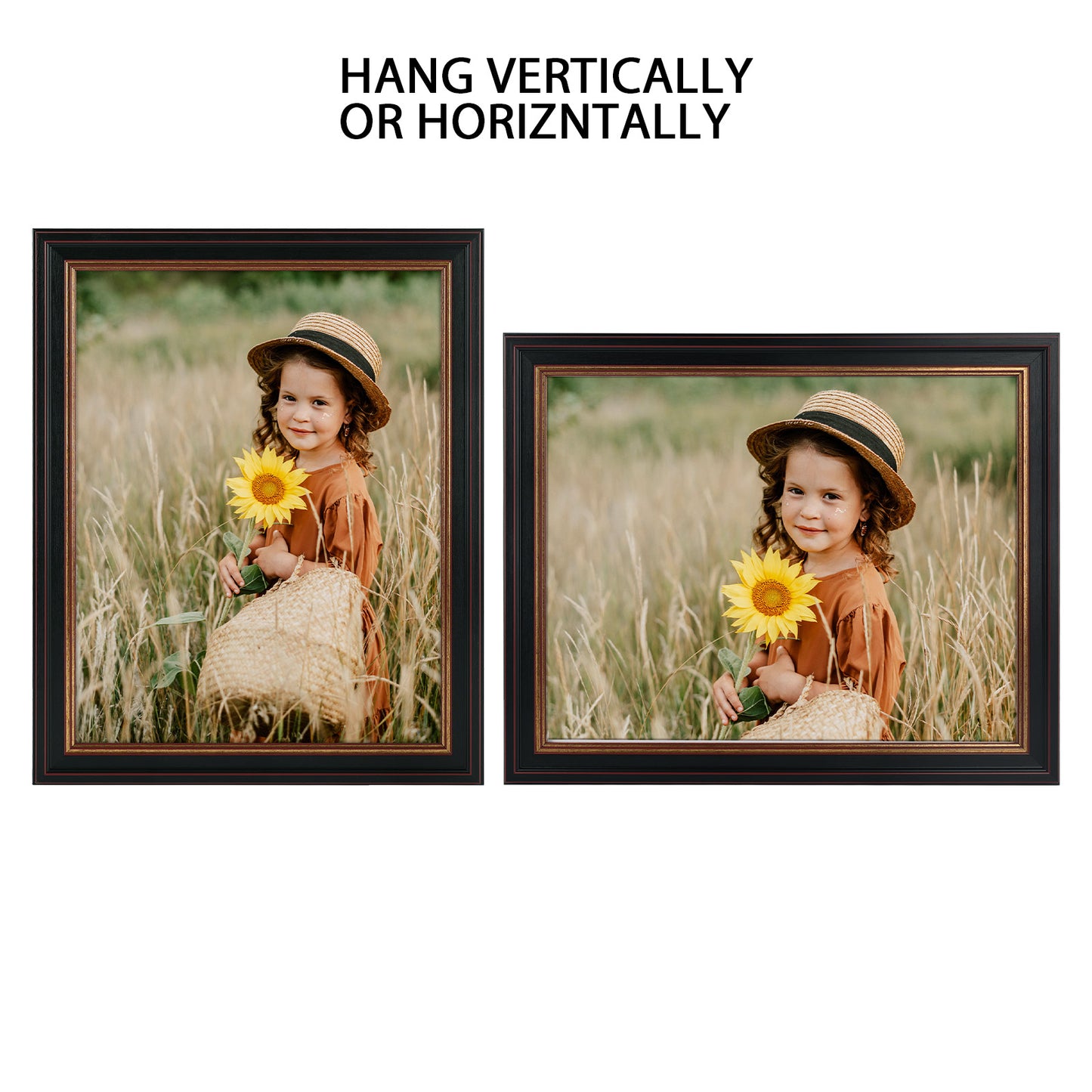 11x14 Black Picture Frame with Burgundy and Gold Trim with White Mat for 8x10 Photo (10 Pack)