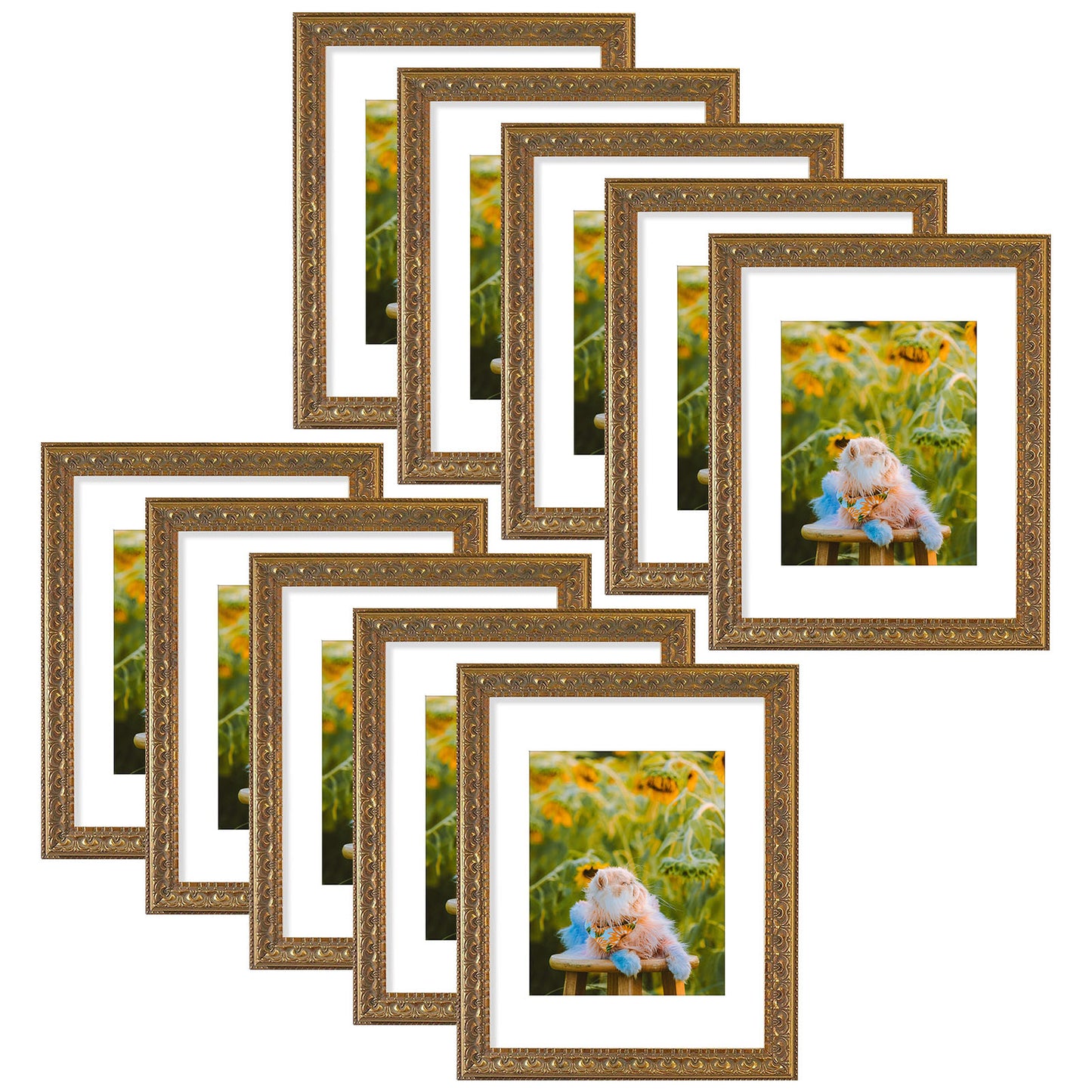 11x14 Ornate Photo Frame for 8x10 Picture Bronze Color (10 Pack)