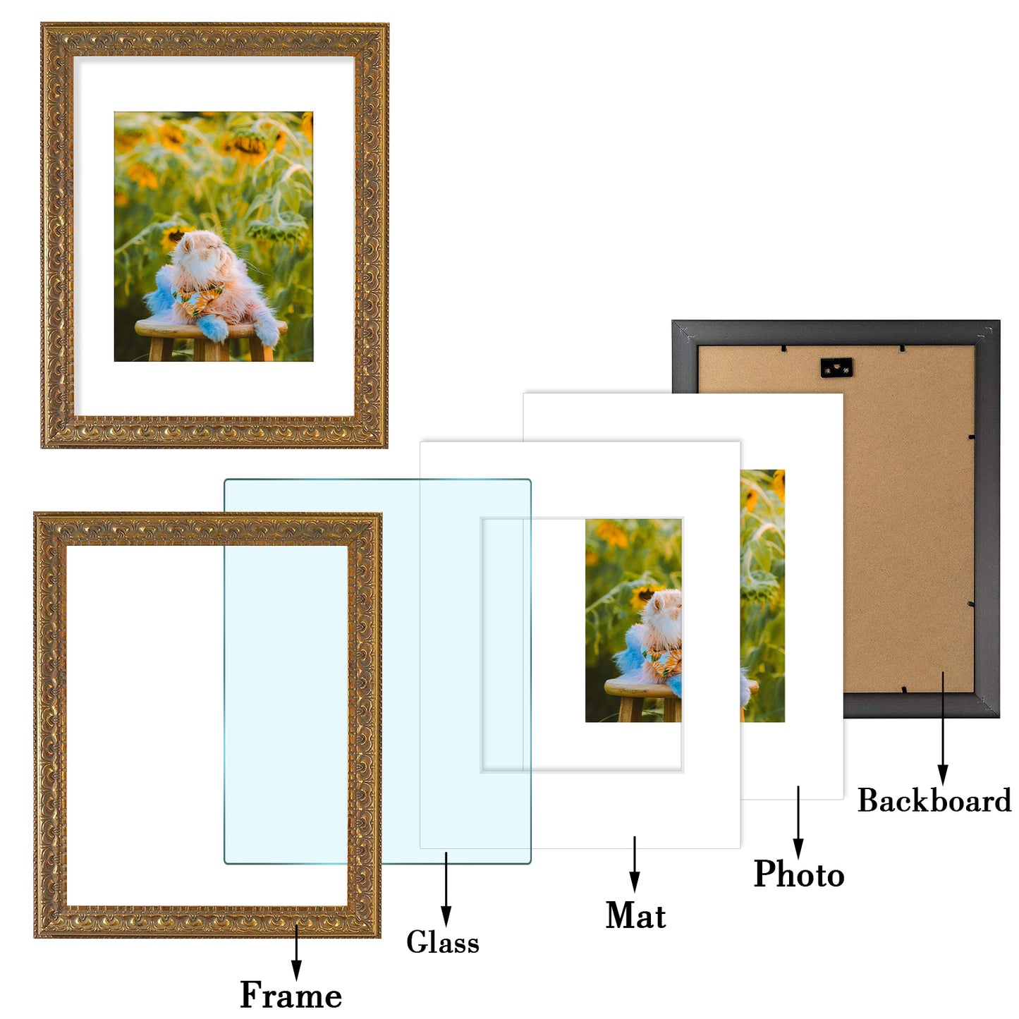 11x14 Ornate Photo Frame for 8x10 Picture Bronze Color (10 Pack)