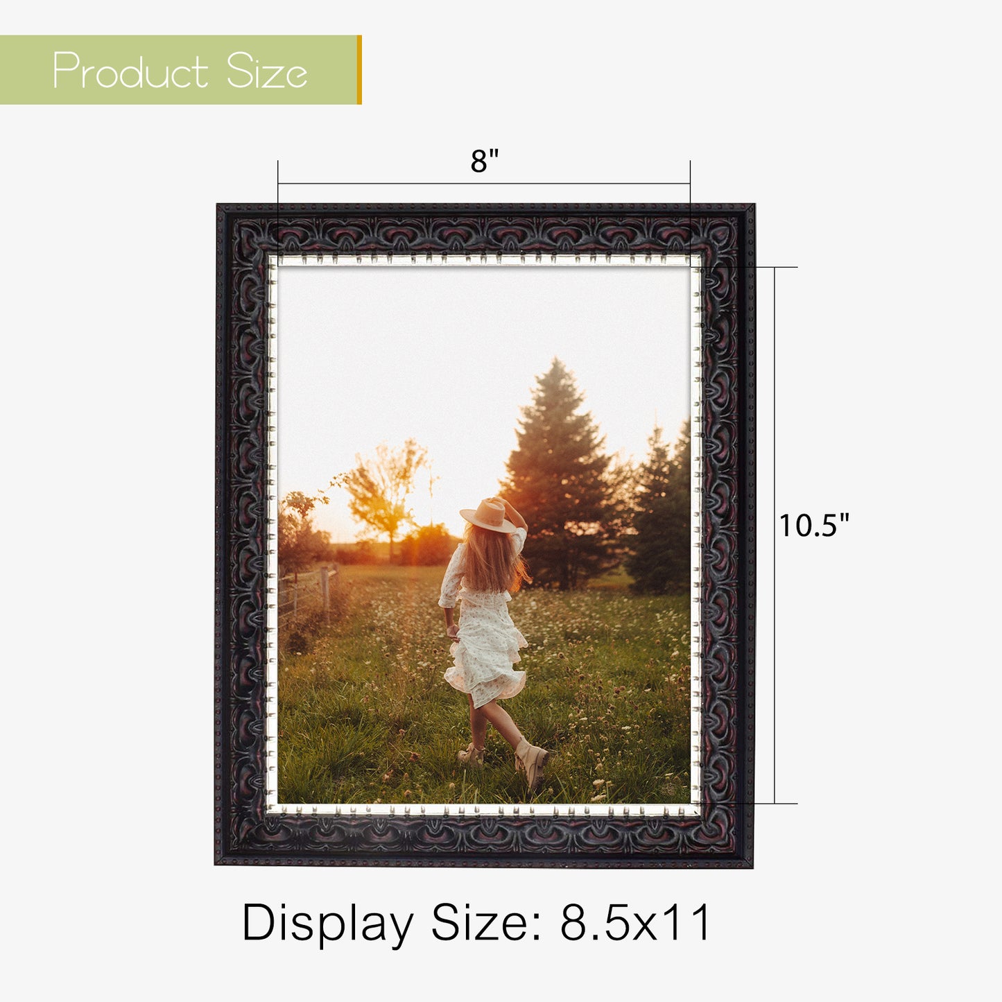 8.5x11 Ornate Photo Frame Black with Silver and Burgundy (10 Pack)